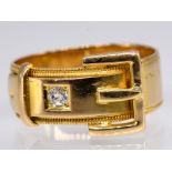 Ring mit Altschliff-Diamant ca. 0,06 ct, England, um 1900. br750/- Gelbgold. Gesamtgewicht ca. 6,4