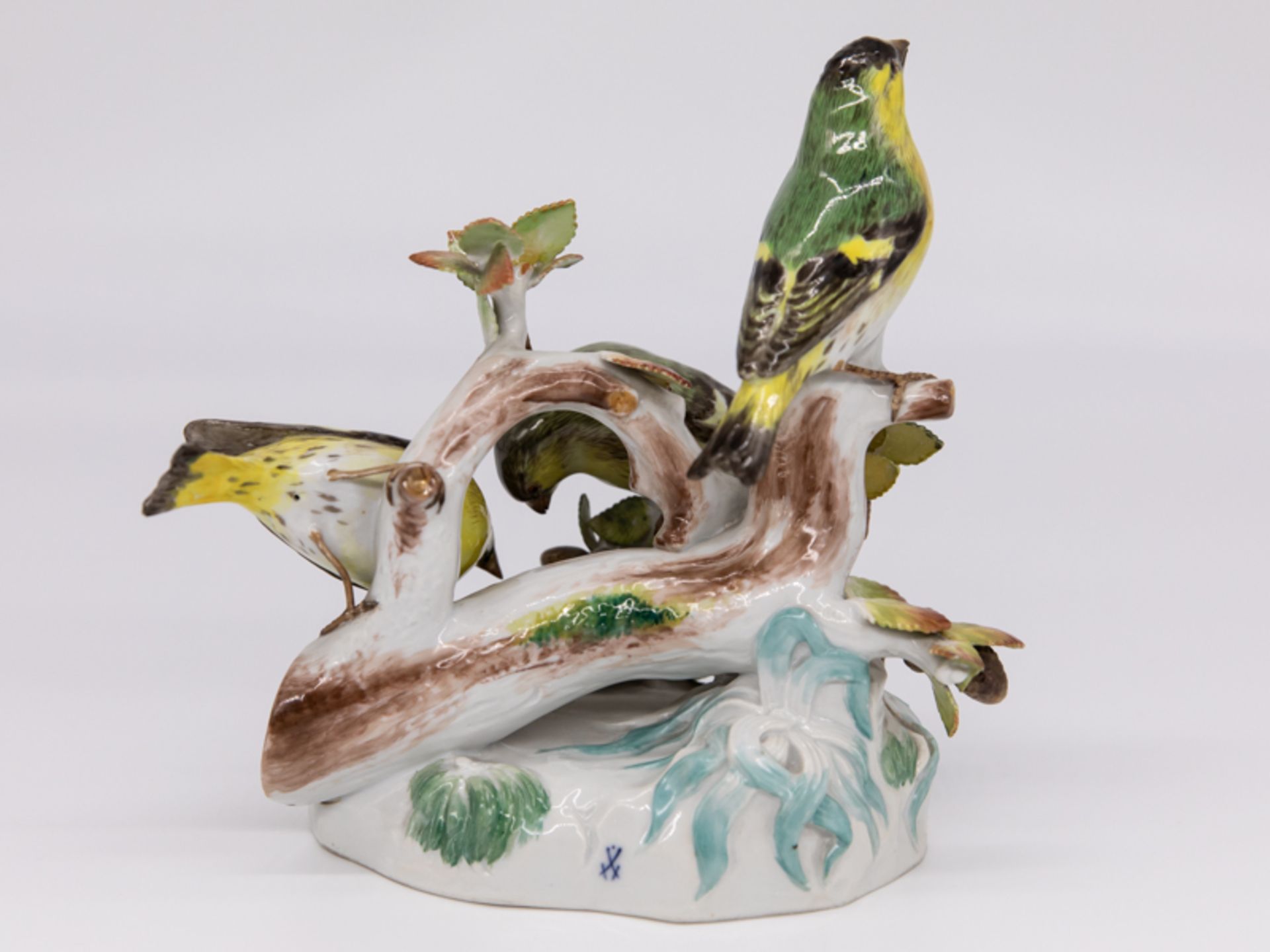 Vogel-Figurengruppe "Zeisig-Gruppe auf Astwerk", Entwurf: August Ringler, Meissen, 1924-34 ( - Image 3 of 10