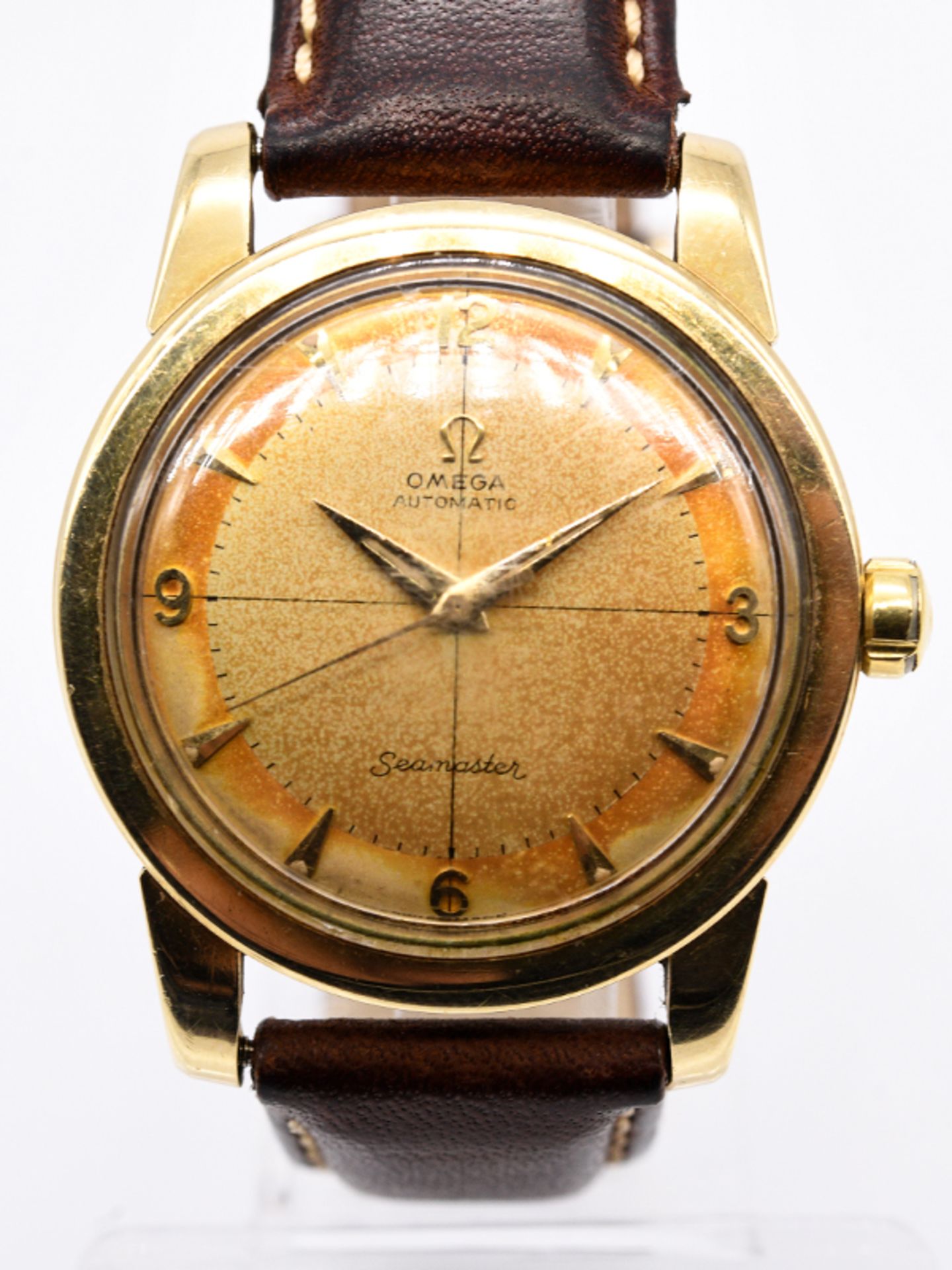 Vintage-Herrenarmbanduhr, Seamaster, OMEGA, 60- er Jahre. br585/- Gelbgold mit Lederarmband (nicht - Image 2 of 3