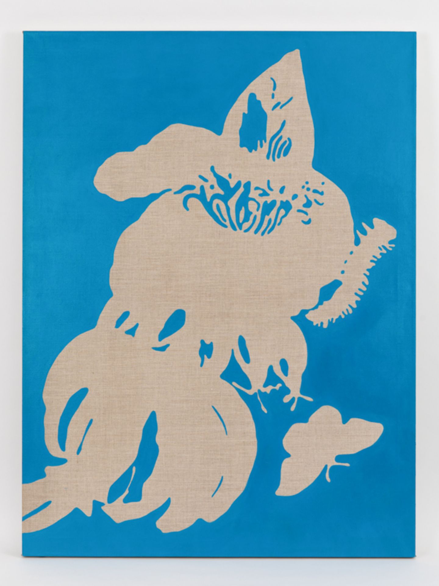 Huemer, Markus (* 1968). brÃ–l auf Leinwand, "Orientierungsvirus", 2006; blaugrundig gemalte