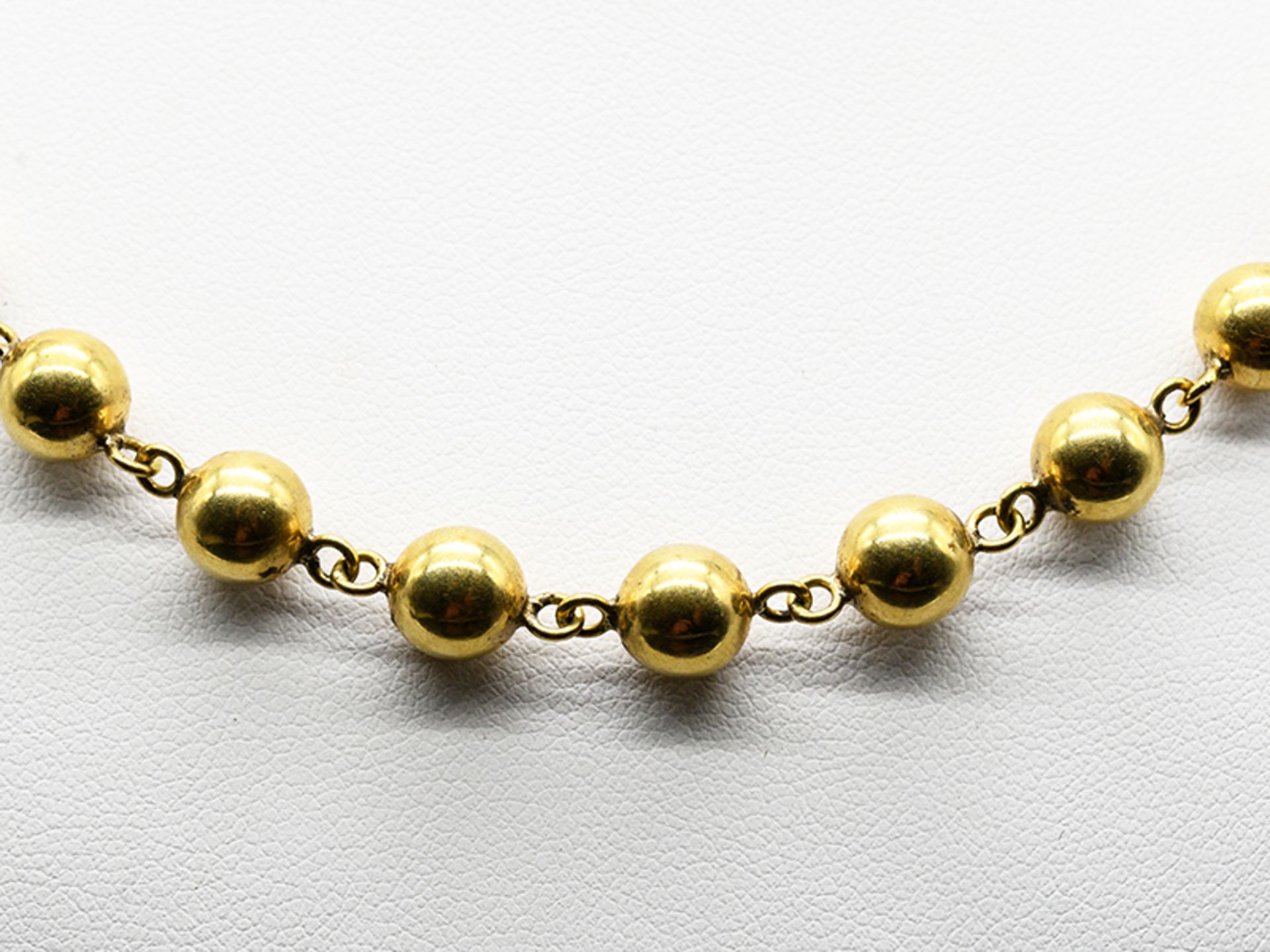 Goldene Collier-Kugelkette- und Armband, 80- er Jahre. br750/- Gelbgold. Gesamtgewicht ca. 28,5 g ( - Image 2 of 3