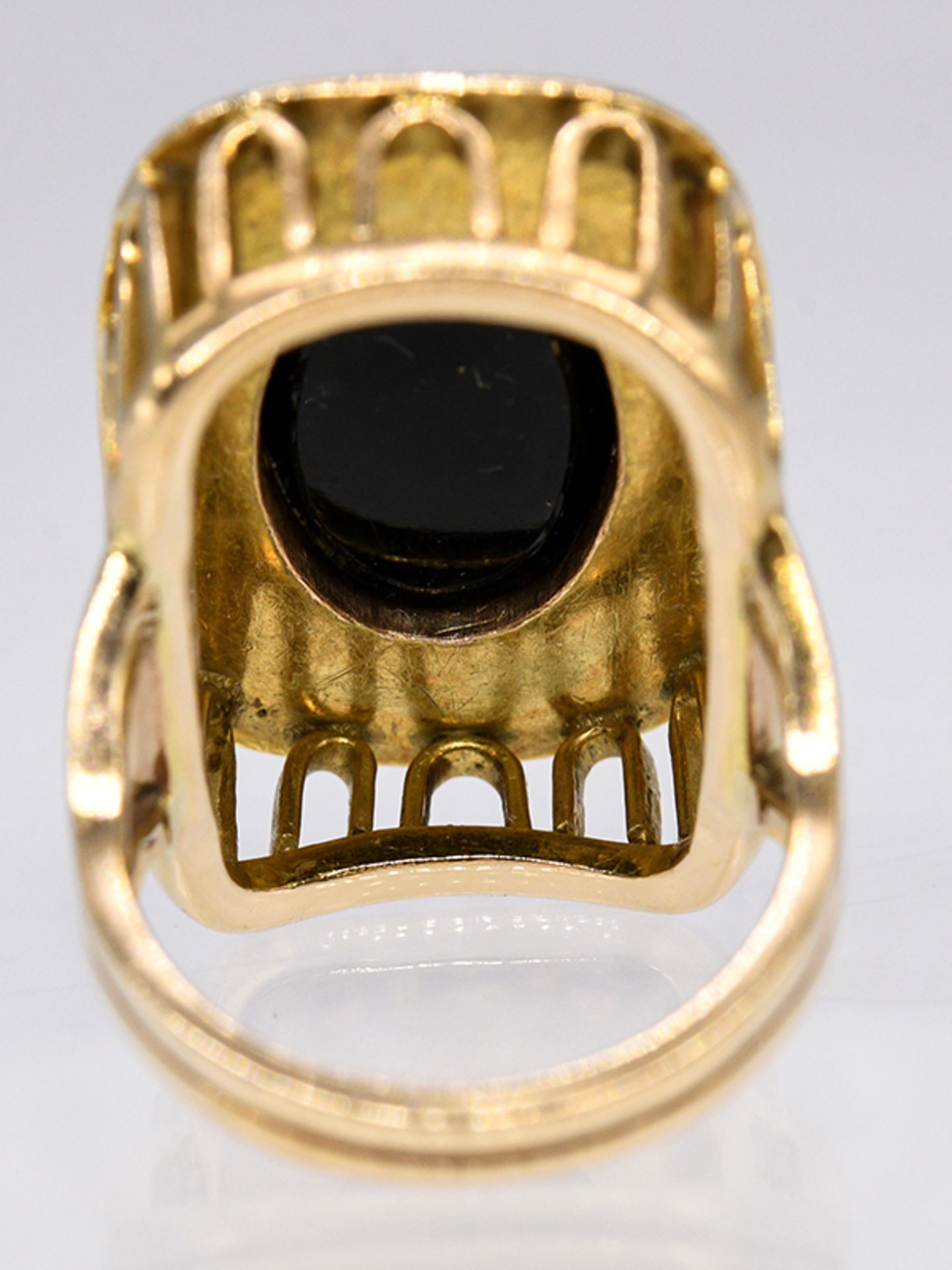 Ring mit Opal-Triplette, Goldschmiedearbeit, 70- er Jahre. br585/- Gelbgold. Gesamtgewicht ca. 10, - Image 5 of 5