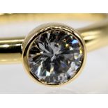 SolitÃ¤rring mit Brillant ca. 0,90 ct, Goldschmiedearbeit, 21. Jh. br750/- Gelbgold. Gesamtgewicht