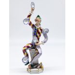 Figurenplastik "Der Jongleur", Entwurf Peter Strang, Meissen, 1970er Jahre. brWeiÃŸporzellan, farbig