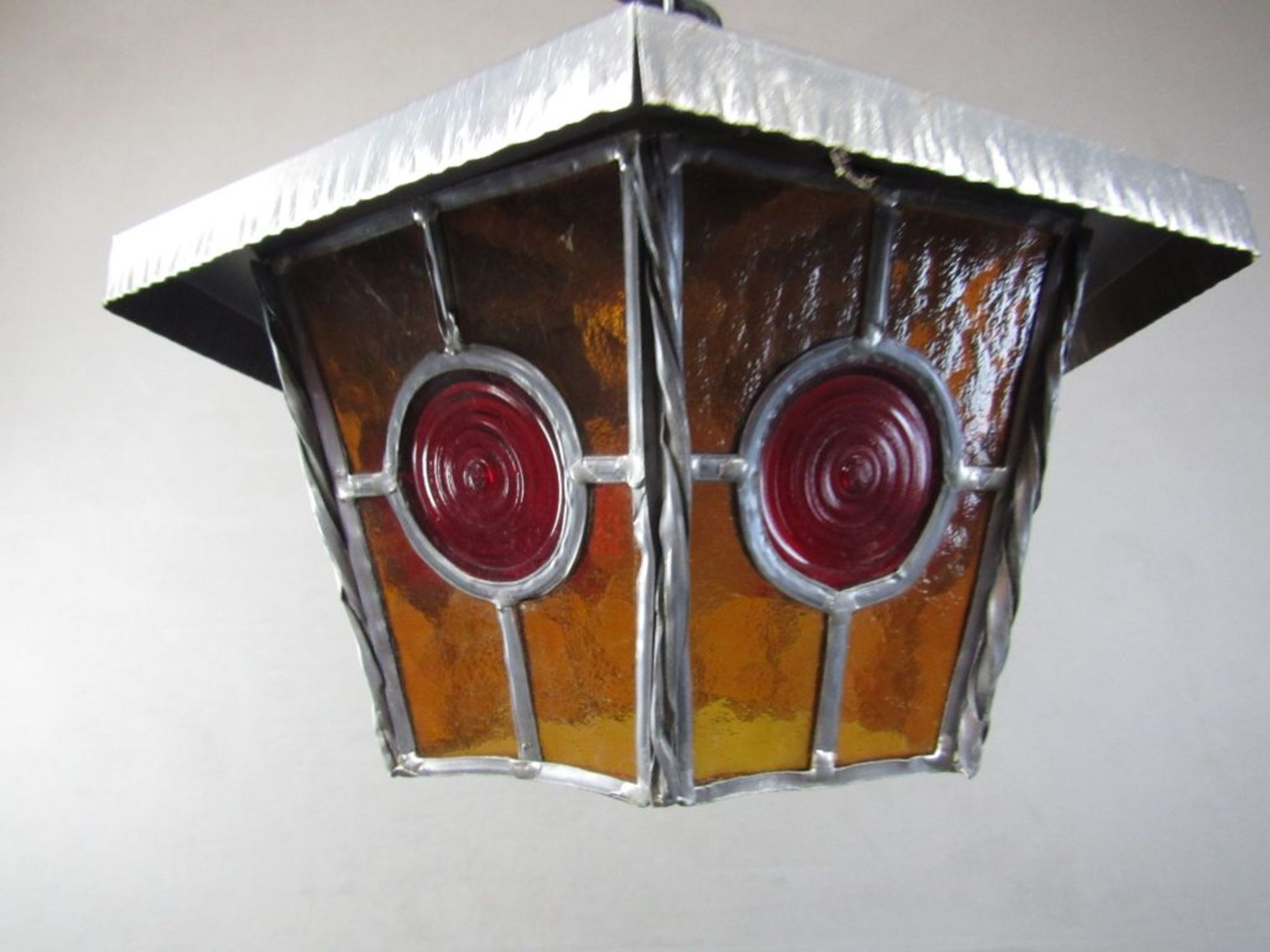 Schöne Deckenlampe in Jugendstilmanier mit Bleiverglasung ca.33cm Durchmesser - Image 2 of 4