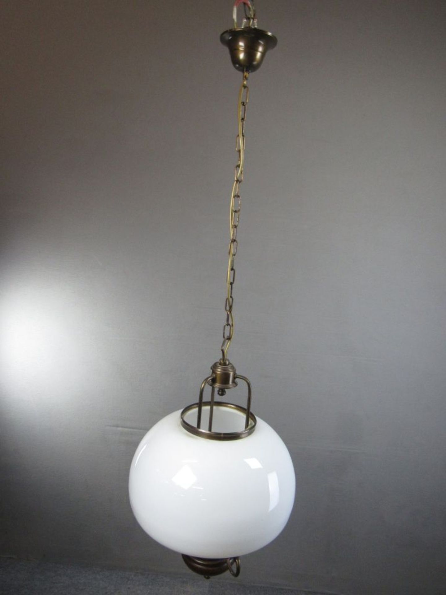Deckenlampe einflammig Holz Messing Glas Durchmesser Glaskorpus 35cm - Image 6 of 6