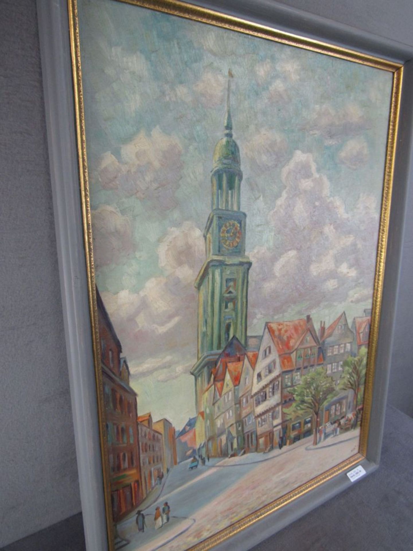 Gemälde Öl auf Malpappe Hamburger Michel monogrammiert STI 50er Jahre gekonnt gemaltca.66x9 - Image 6 of 9