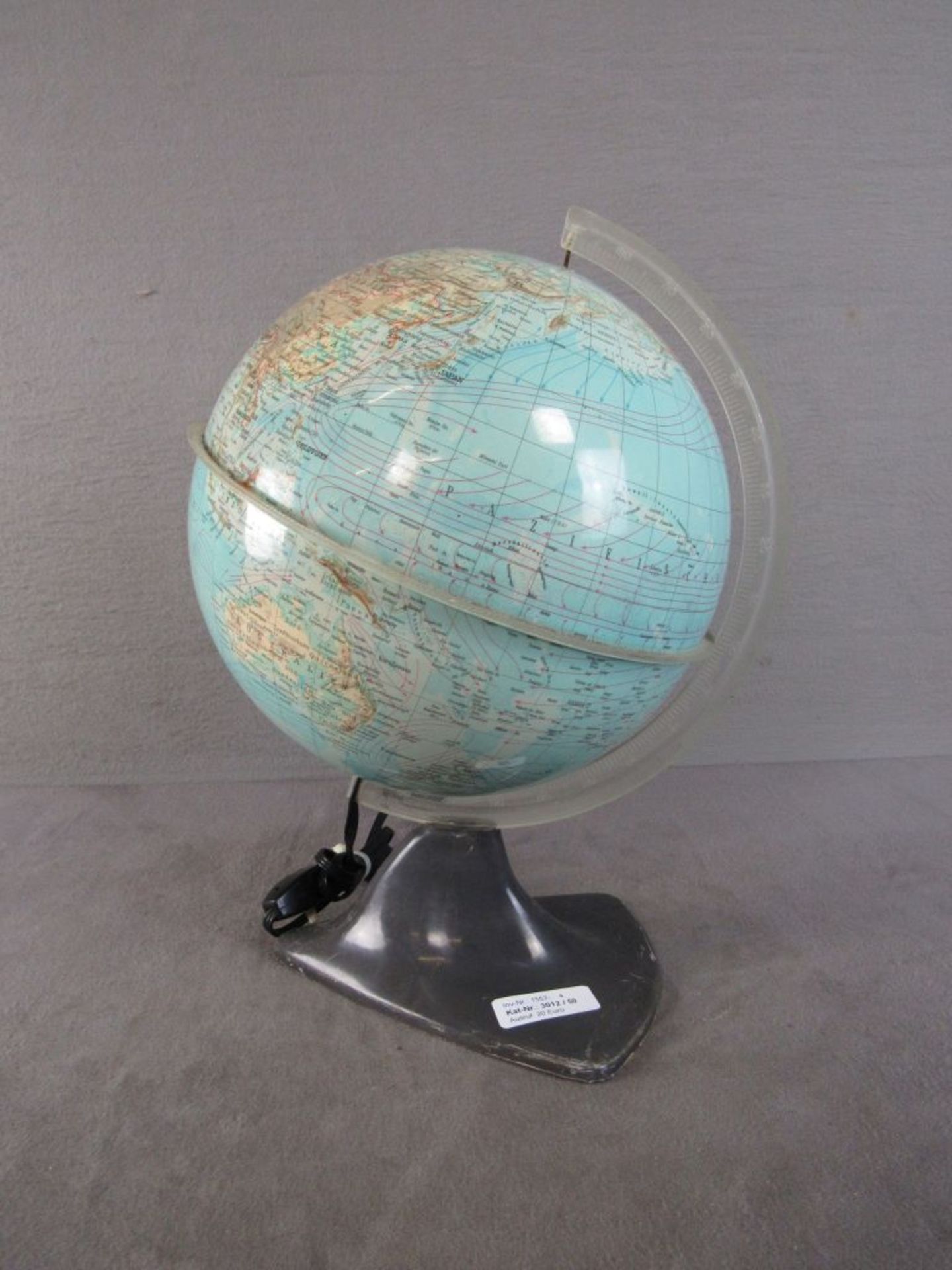 Art Deco beleuchteter Globus ca.38cm hoch