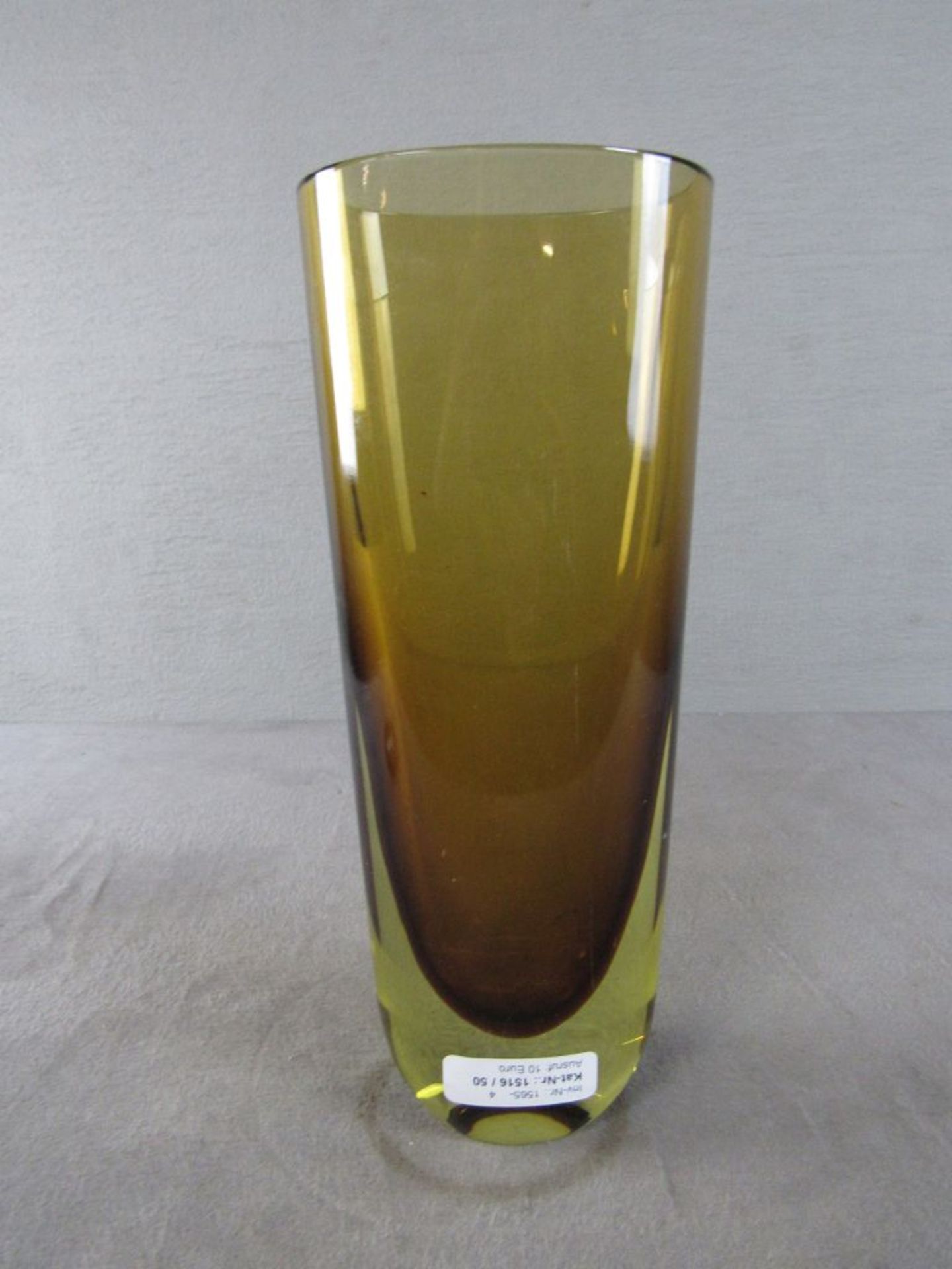 Designertischvase Vintage Glas 70er Jahre bernsteinfarbend 31cm hoch