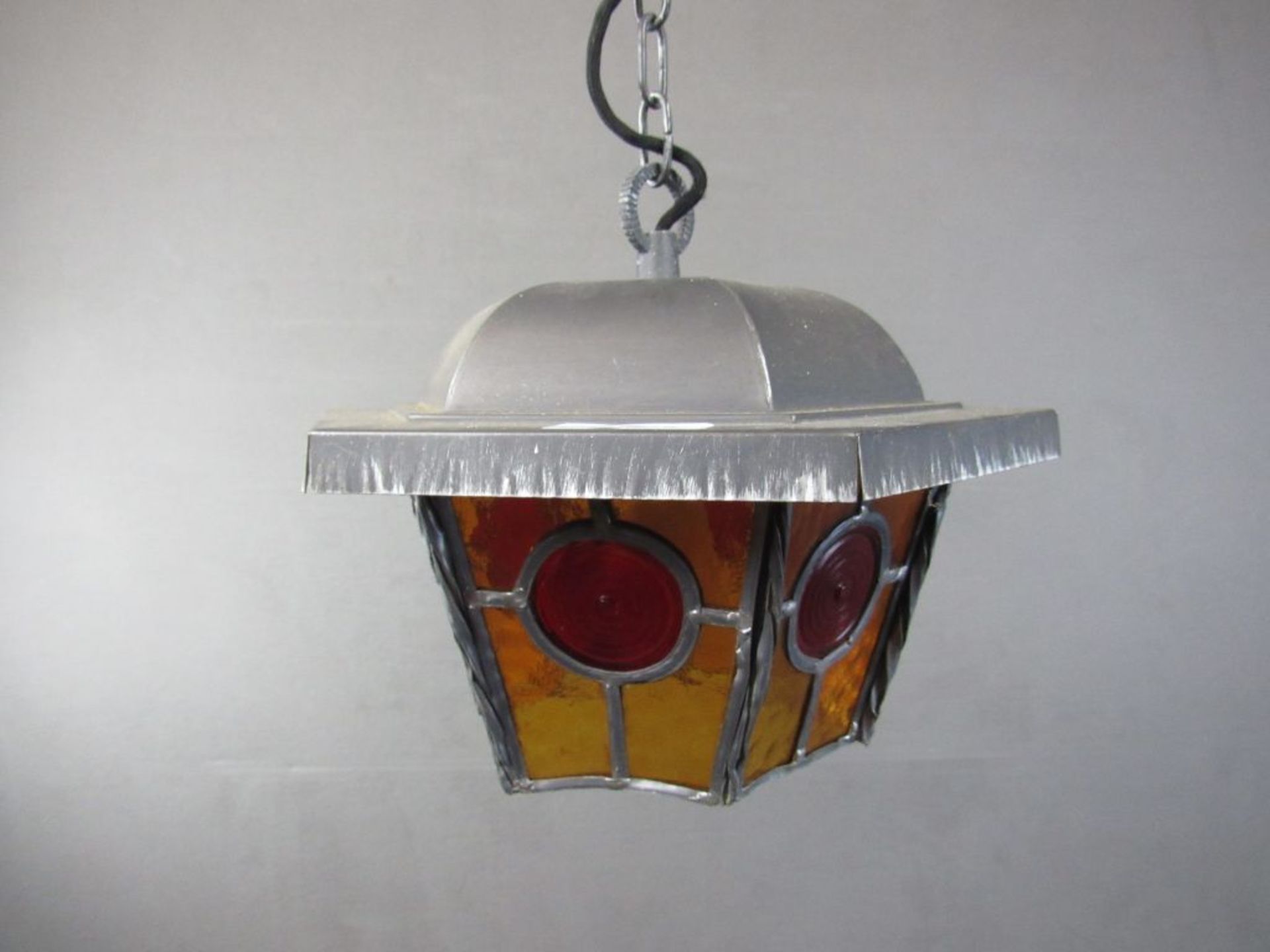 Schöne Deckenlampe in Jugendstilmanier mit Bleiverglasung ca.33cm Durchmesser