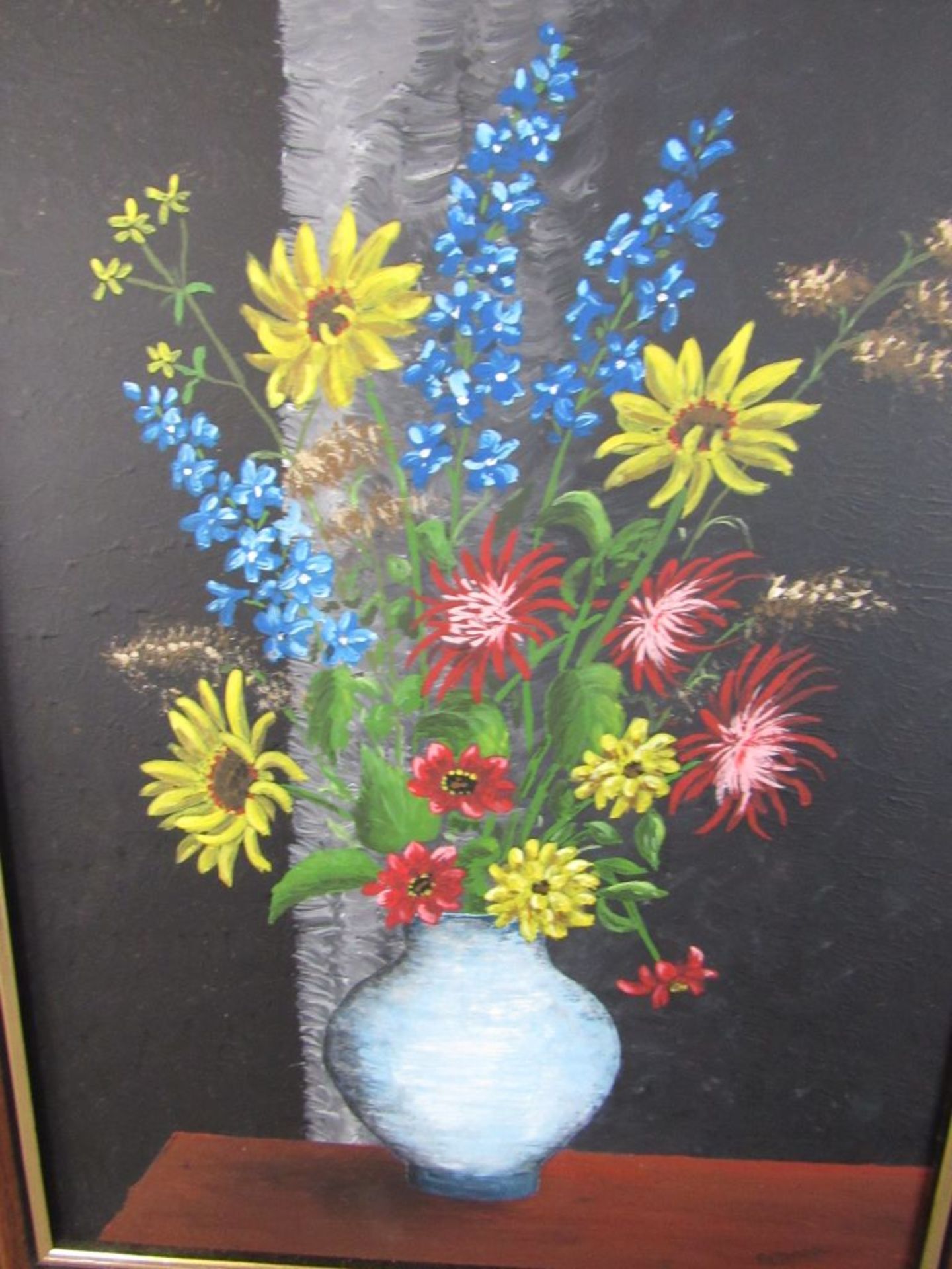 Ölgemälde Öl auf HF Blumenstillleben 34x44cm signiert Petersen