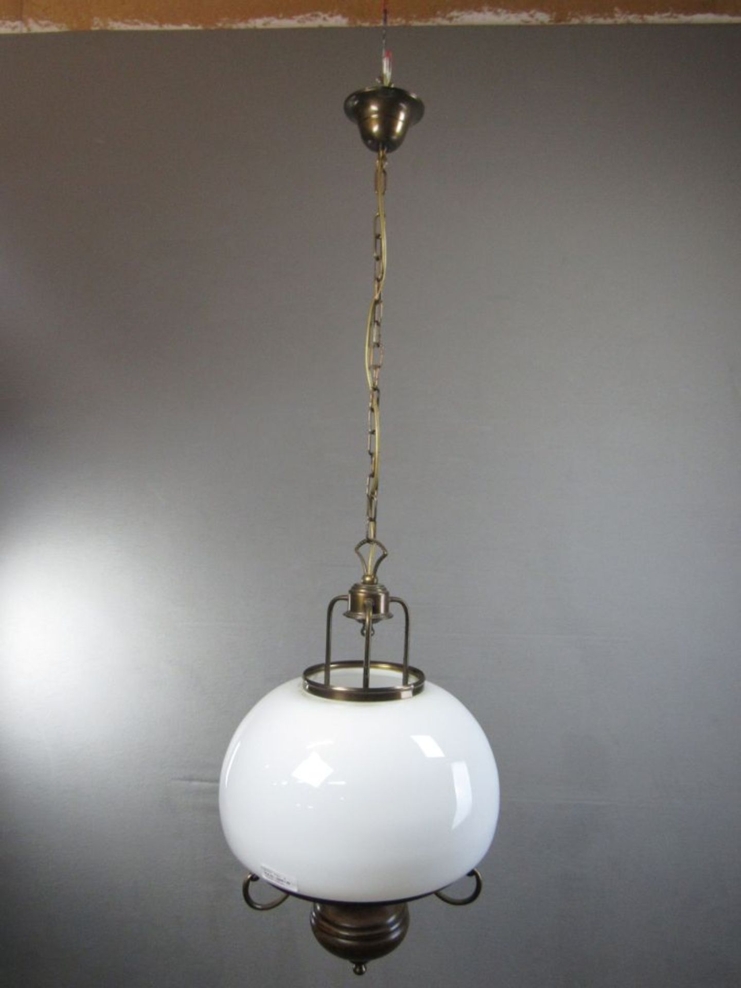 Deckenlampe einflammig Holz Messing Glas Durchmesser Glaskorpus 35cm