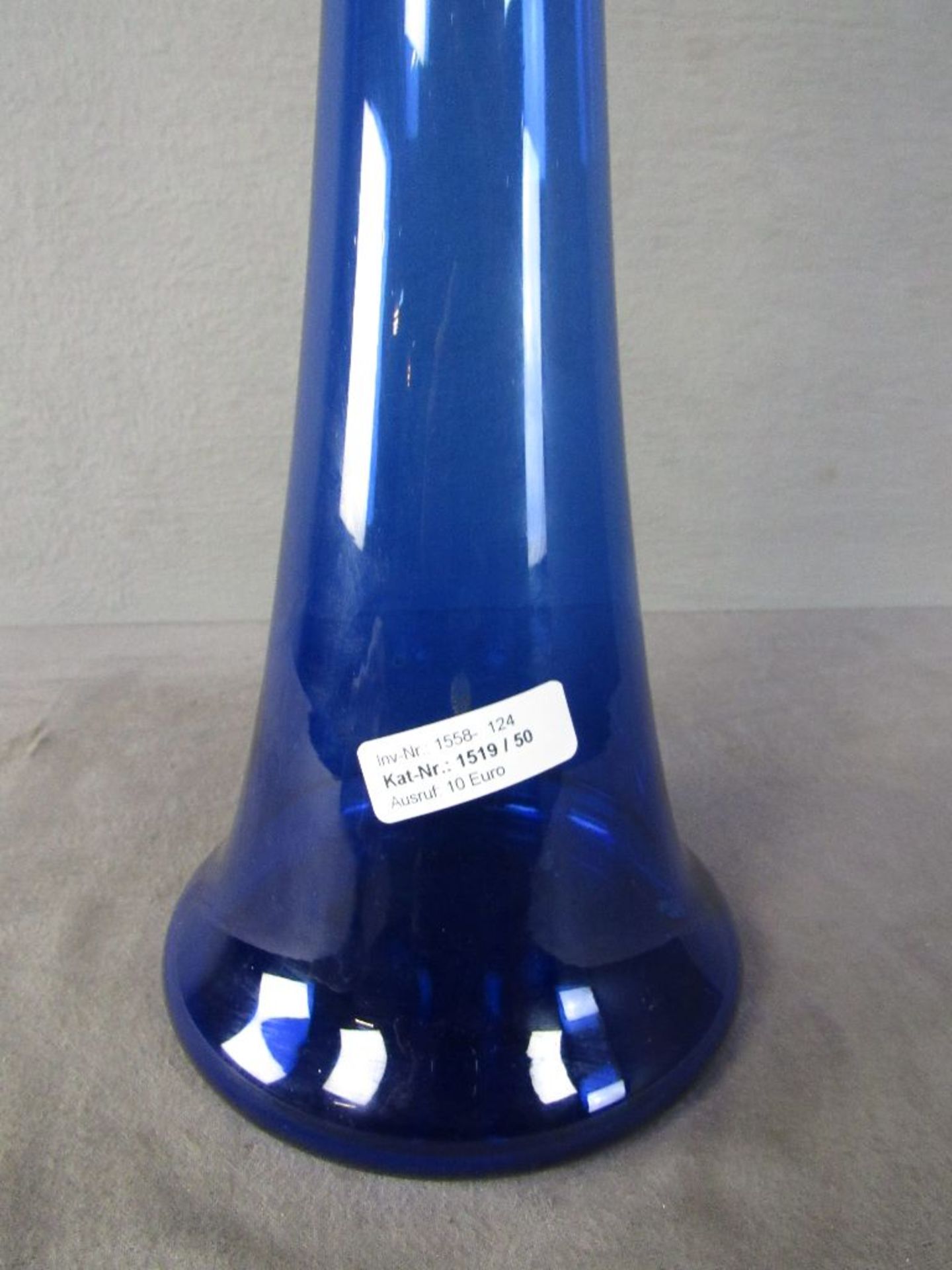 Vintage 70er Jahre Blauglas große Tulip Bodenvase Höhe:77cm - Bild 2 aus 5