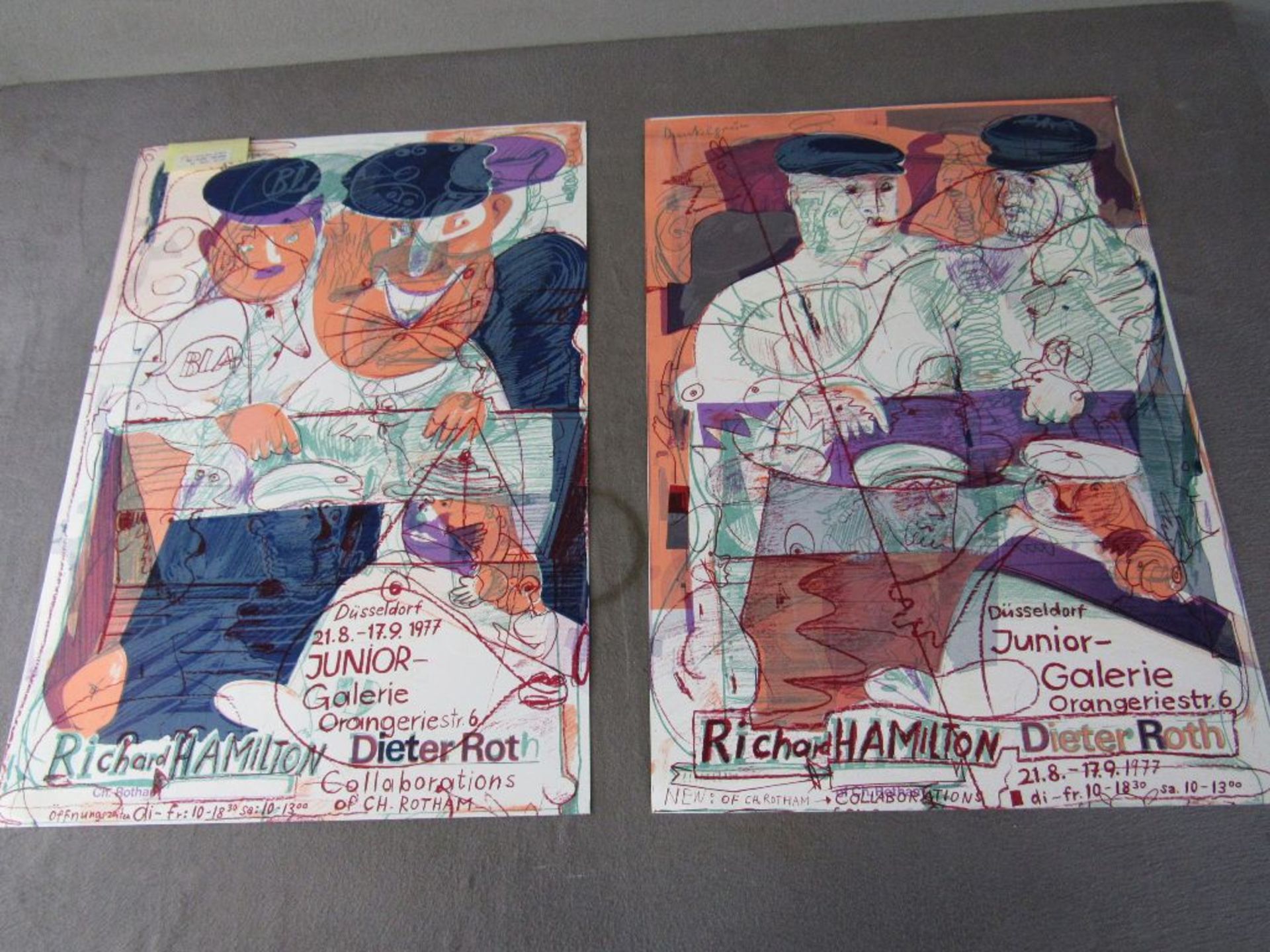 2 Plakate Poster Richard Hamilton Dieter Roth Junior Galerie Düsseldorf Dieter Roth.Richard