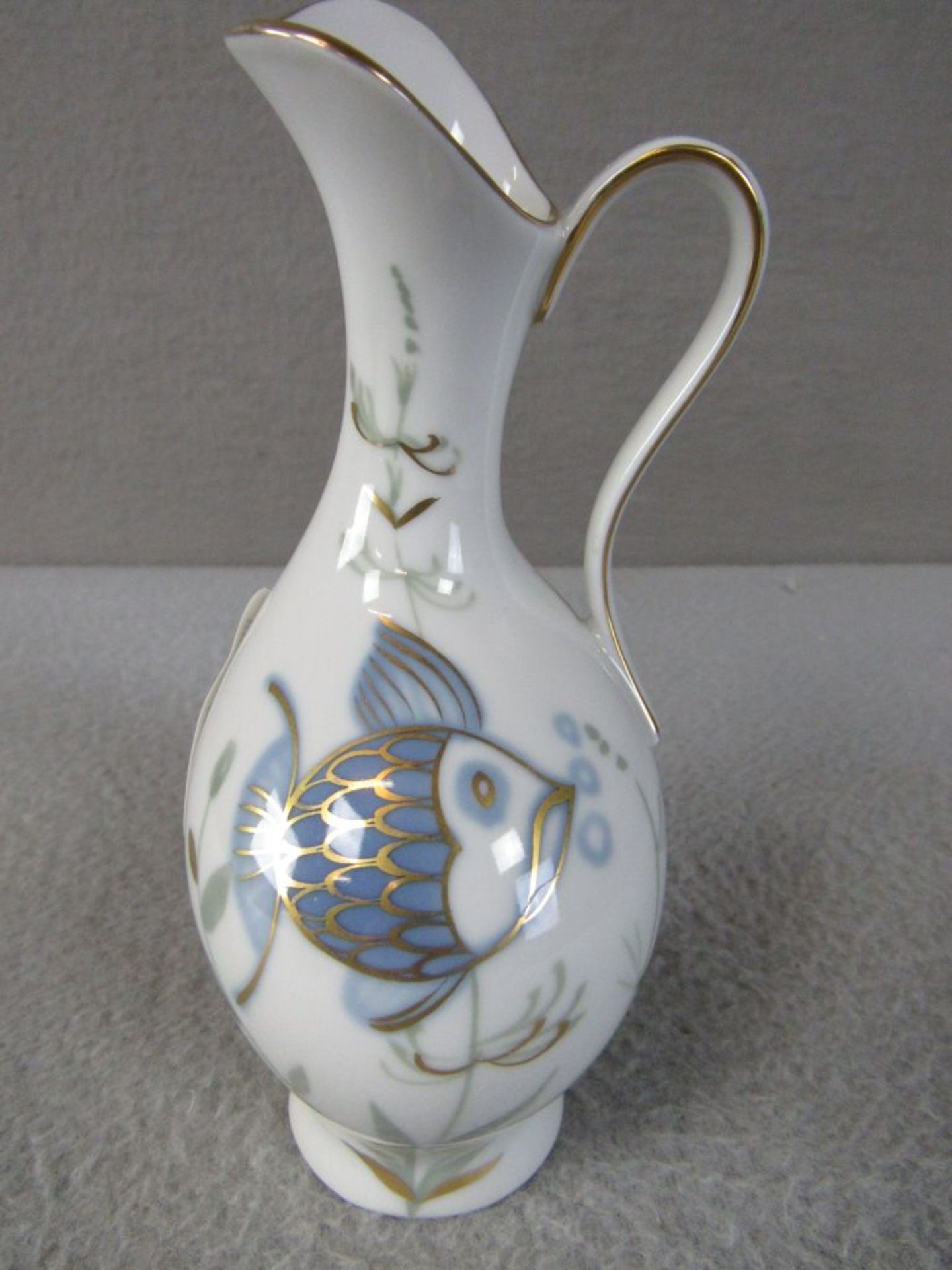 Vase 50er Jahre Höhe:17cm Fischmotiv handbemalt H.Grimm Bavaria - Image 4 of 5