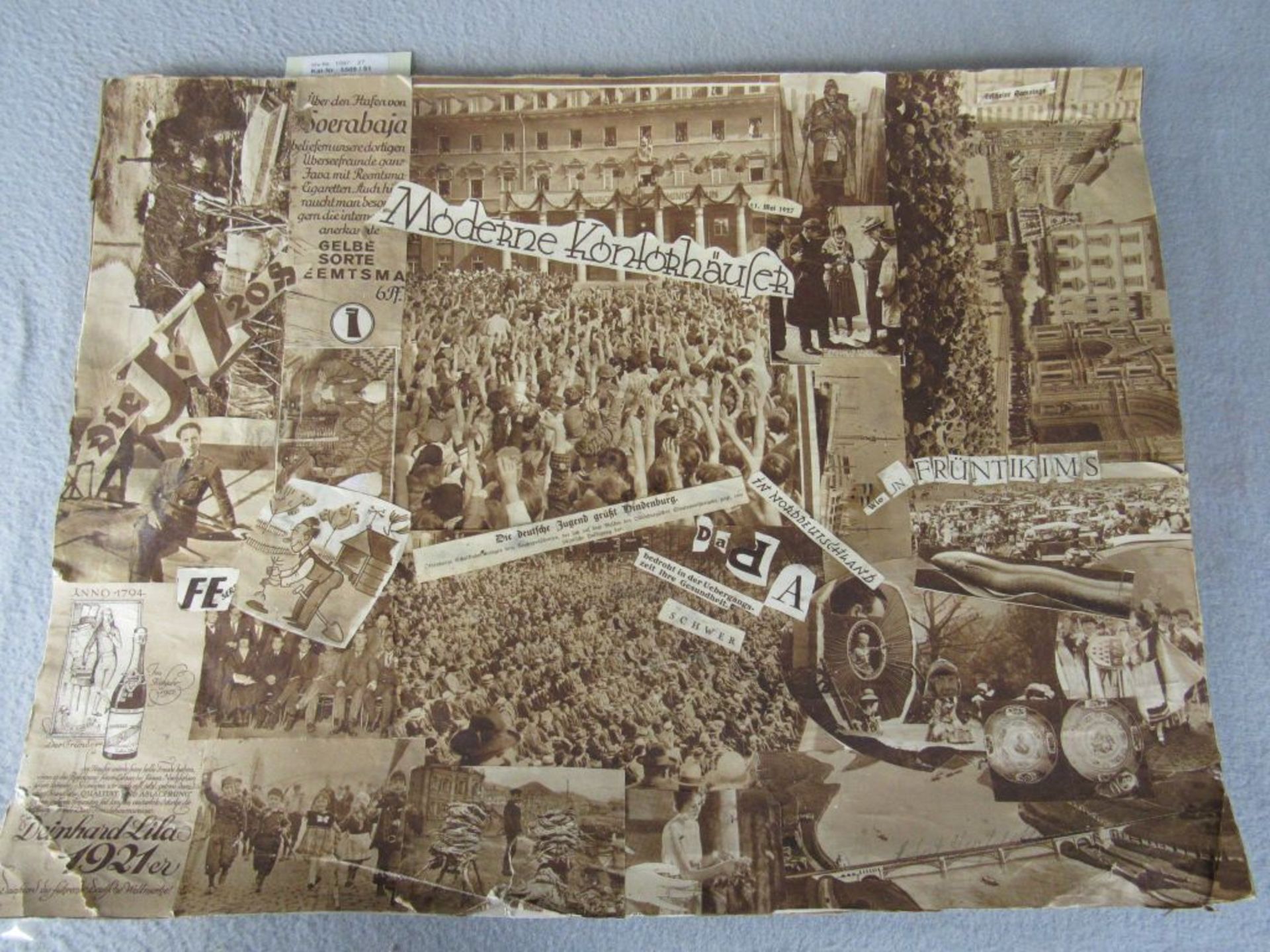 Bild Collage rückseitig gestempelt nummeriert DADA unter anderem mit Inventarstempel ca.60x46cm rück