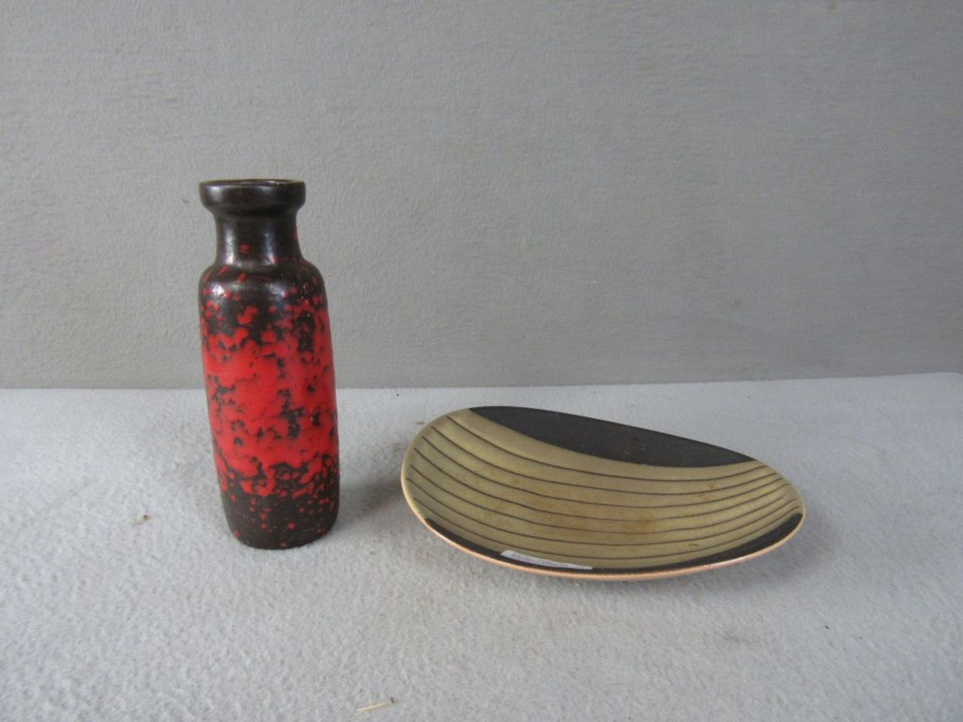 Zwei Teile Keramik 60er Jahre Vase und Schale Schale Wächtersbach