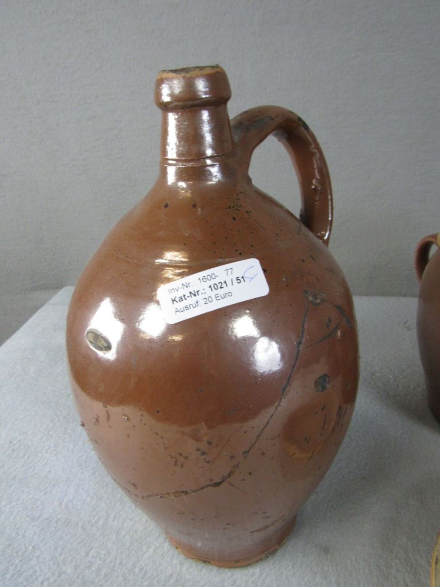 Vier Teile antike Keramik unter anderem Henkelkrug um 1800 von 4-34cm - Image 2 of 4