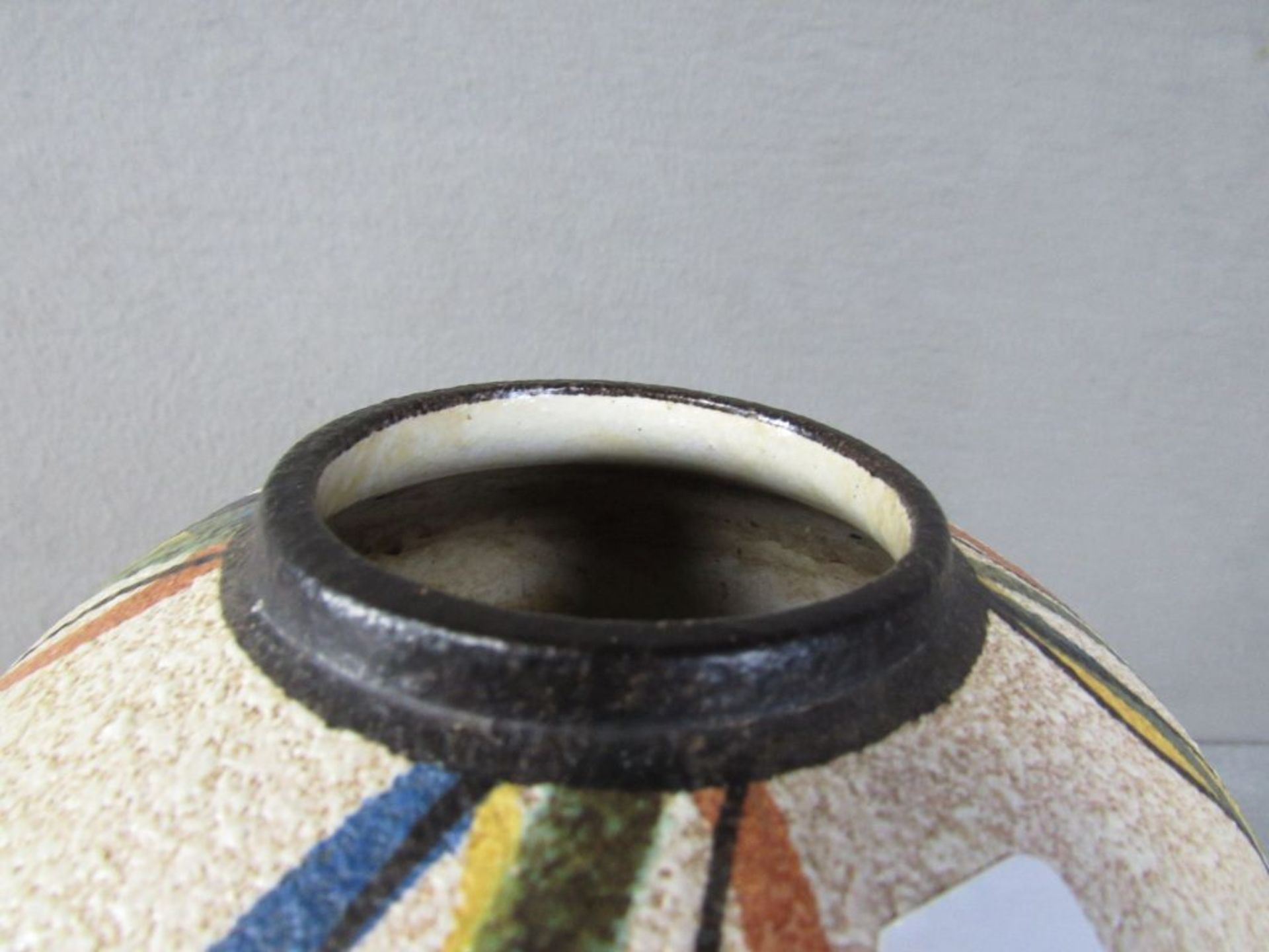 Rocka Billy Ära 50er Jahre Keramikvase handbemalt Ruscher 29cm hoch - Bild 4 aus 6
