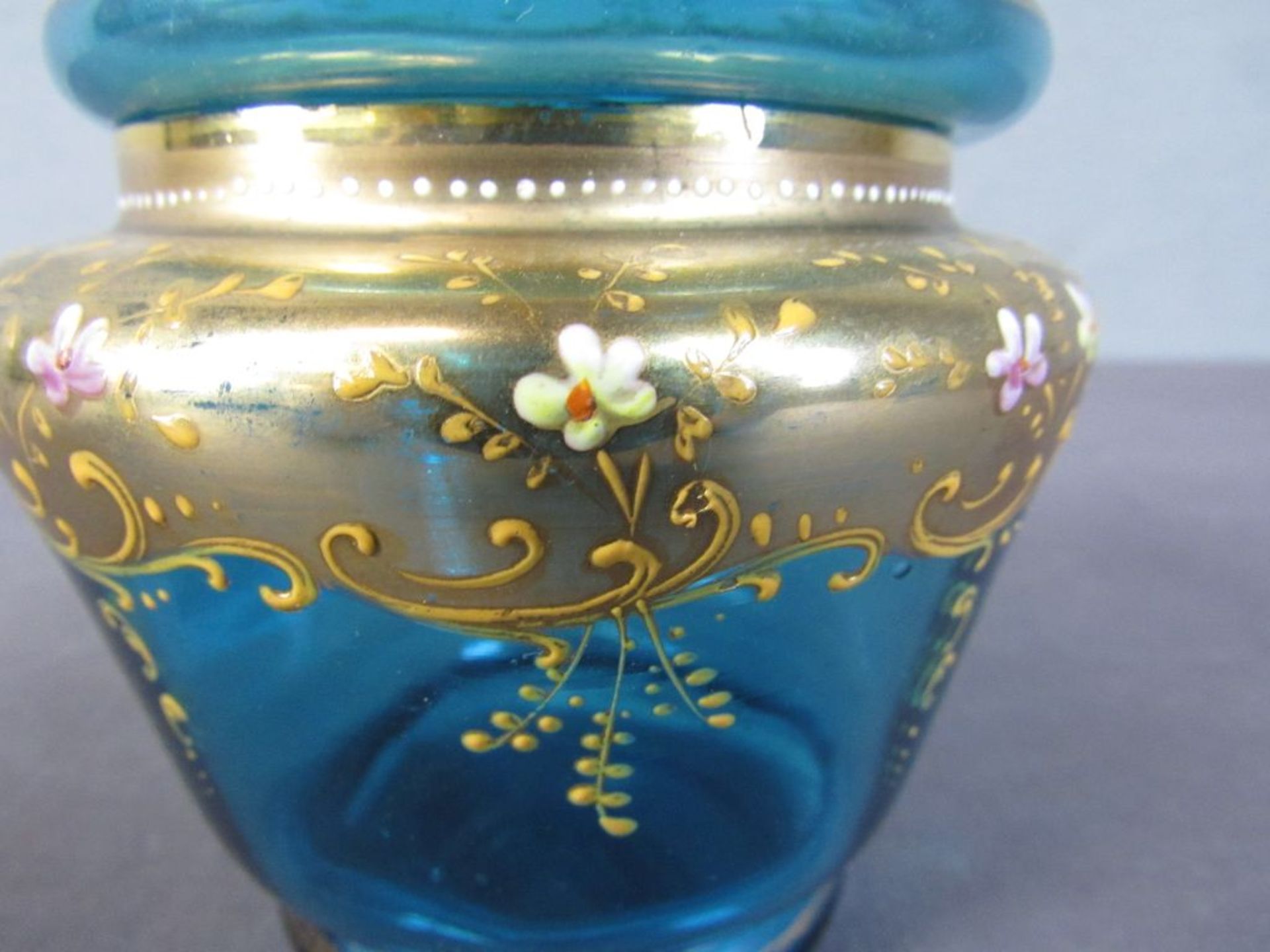 Bonboniere Deckeldose Blauglas - Image 3 of 5