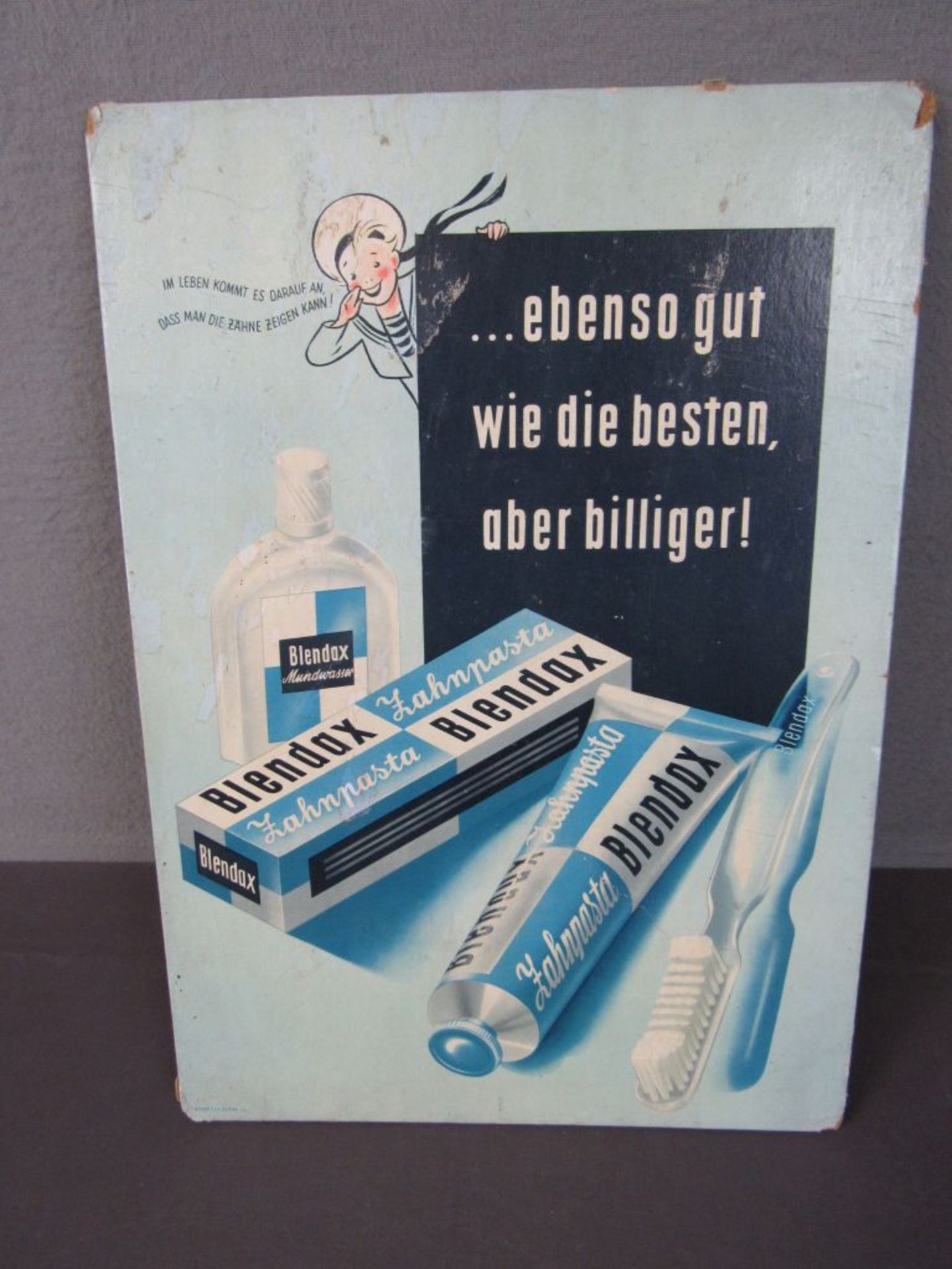 Reklametafel Zahncreme Pappe Blendax