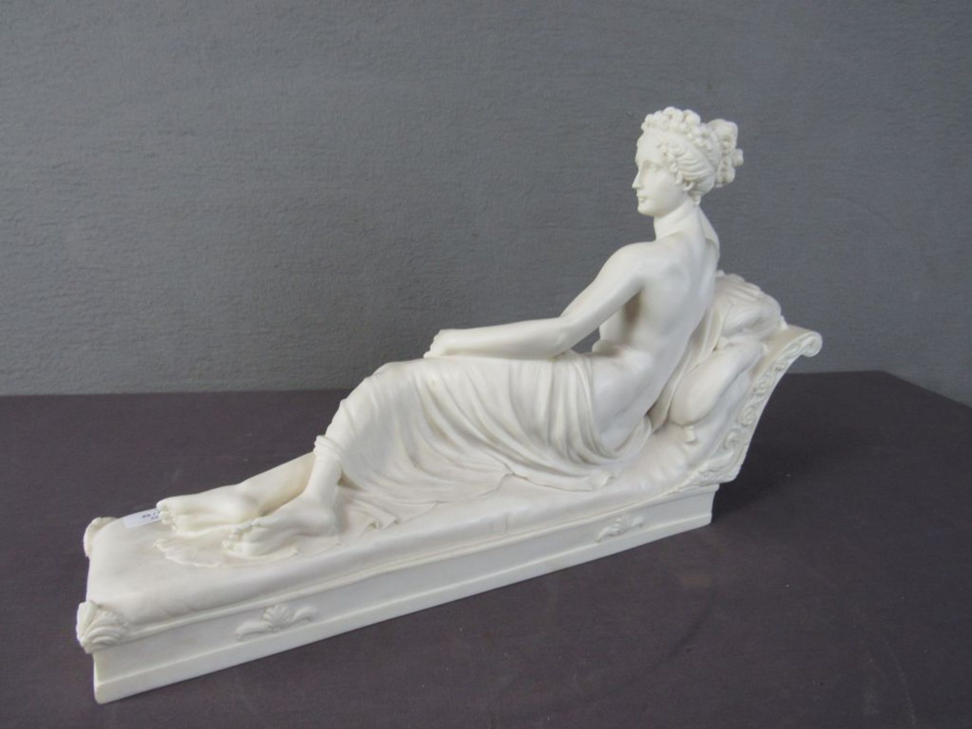 Skulptur wohl Alabaster liegende Dame - Image 6 of 8