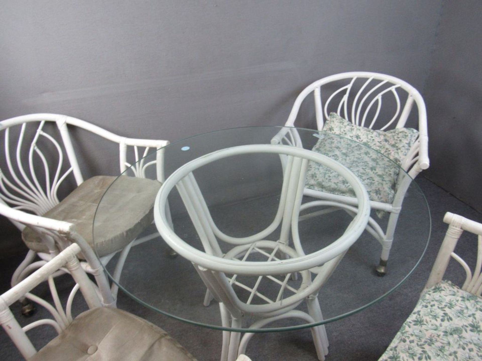 Sitzgruppe geweißt vier Stühle auf - Image 4 of 7