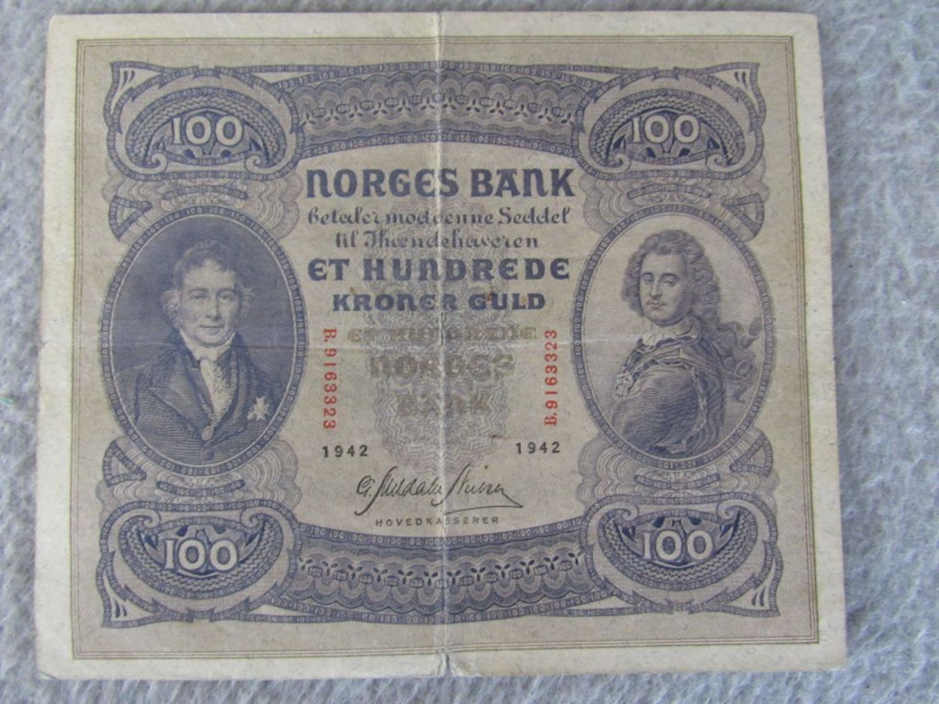 100 Kronen Norwegen 1942 sehr