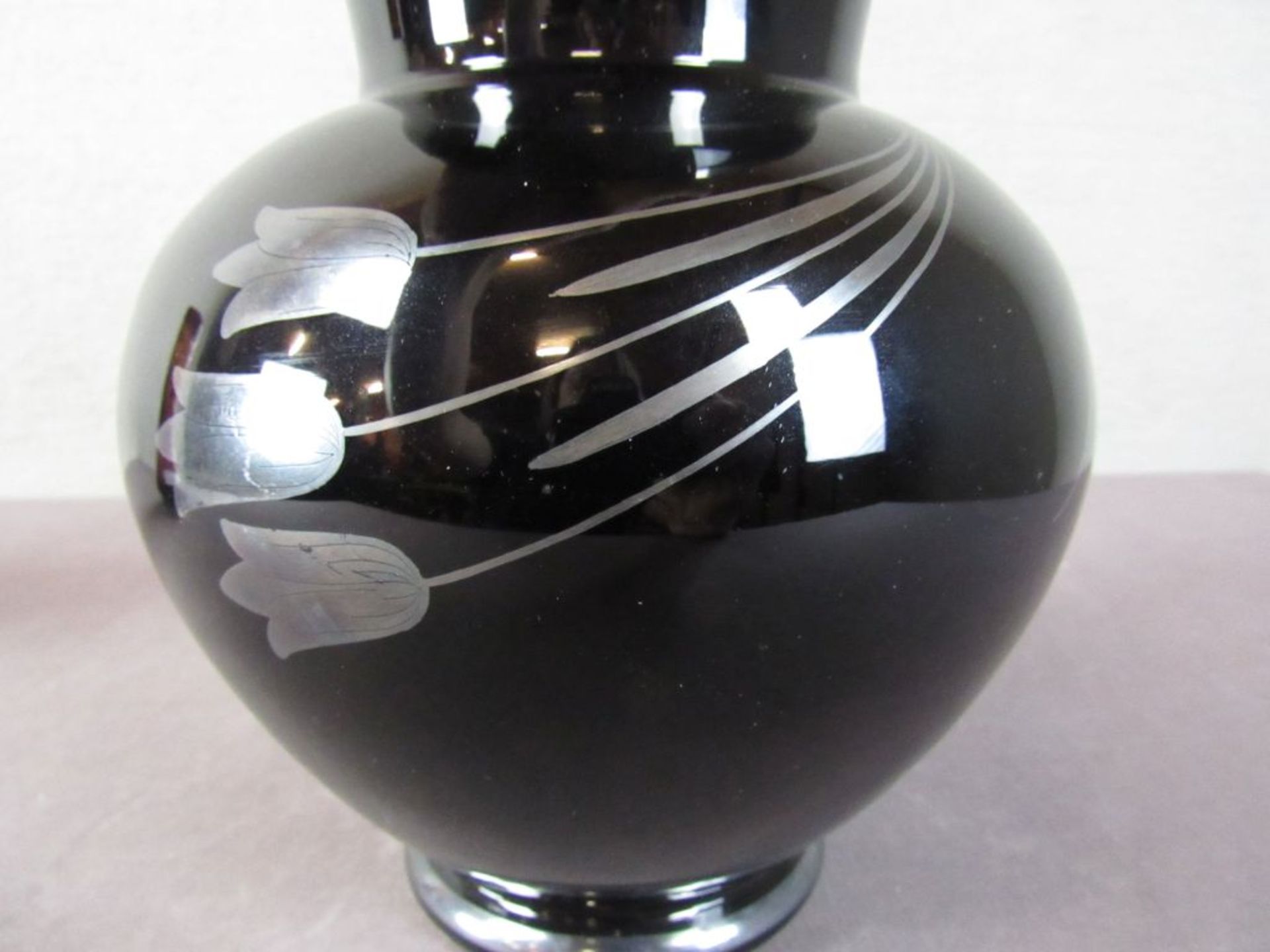 Schwarze Vase Glas Art Deco mit - Image 3 of 5