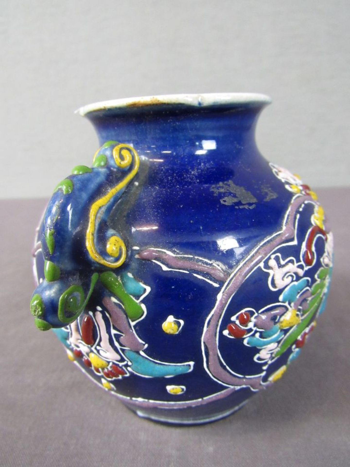 Asiatische Vase um 1900 farbig - Bild 2 aus 5