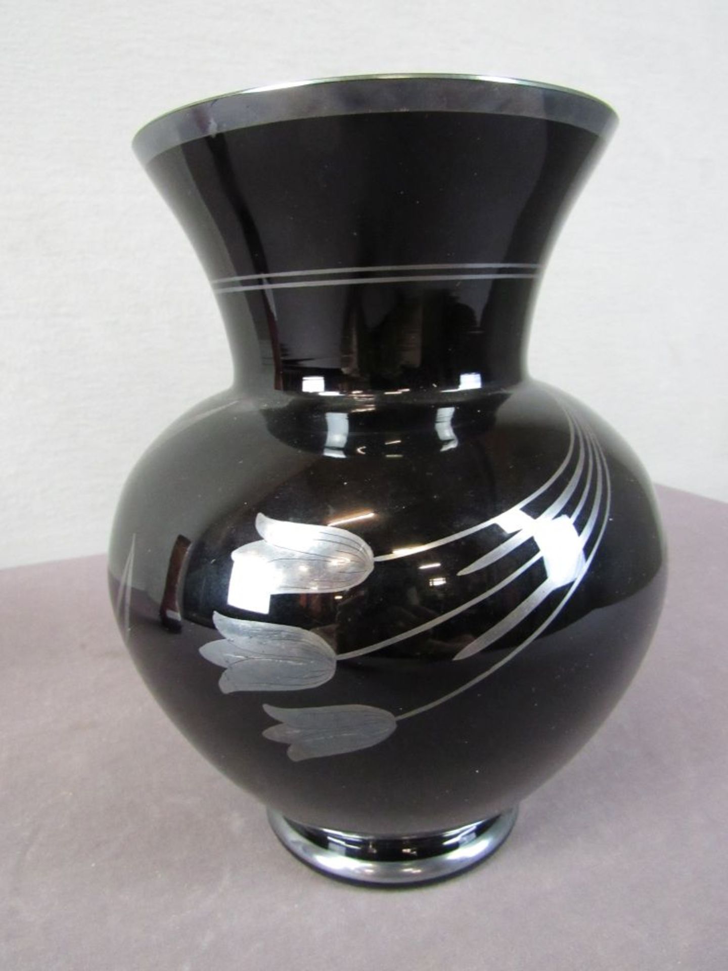 Schwarze Vase Glas Art Deco mit - Image 4 of 5
