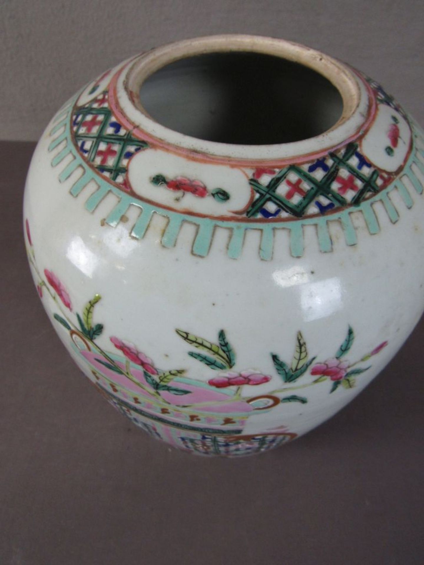 Antike asiatische Vase Deckel defekt - Bild 6 aus 7