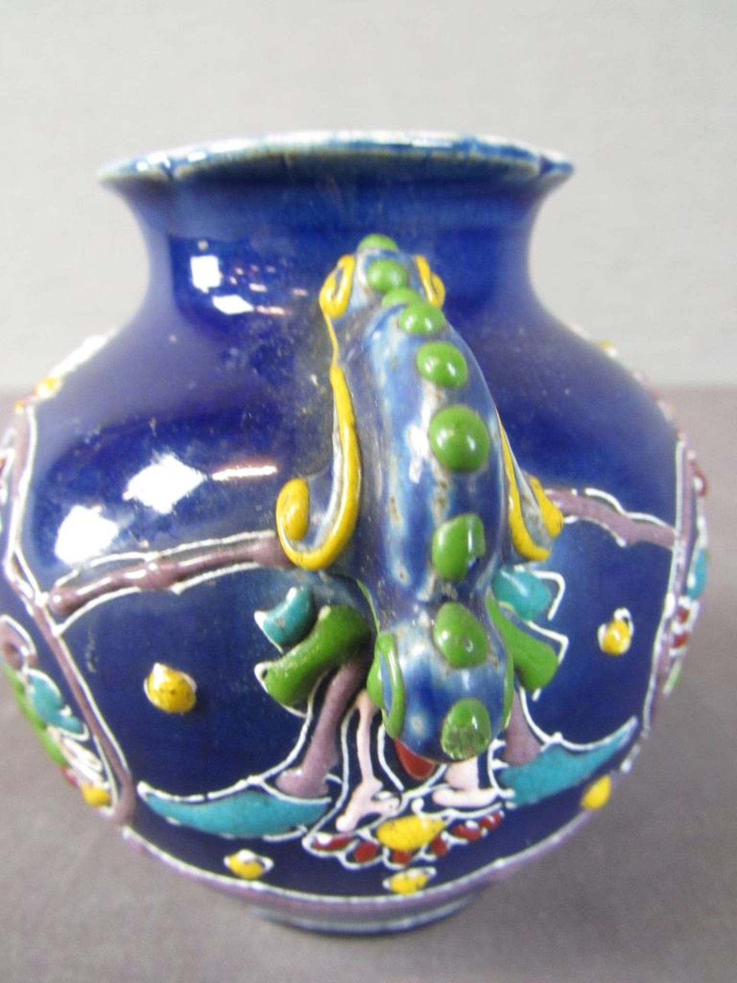 Asiatische Vase um 1900 farbig - Bild 4 aus 5