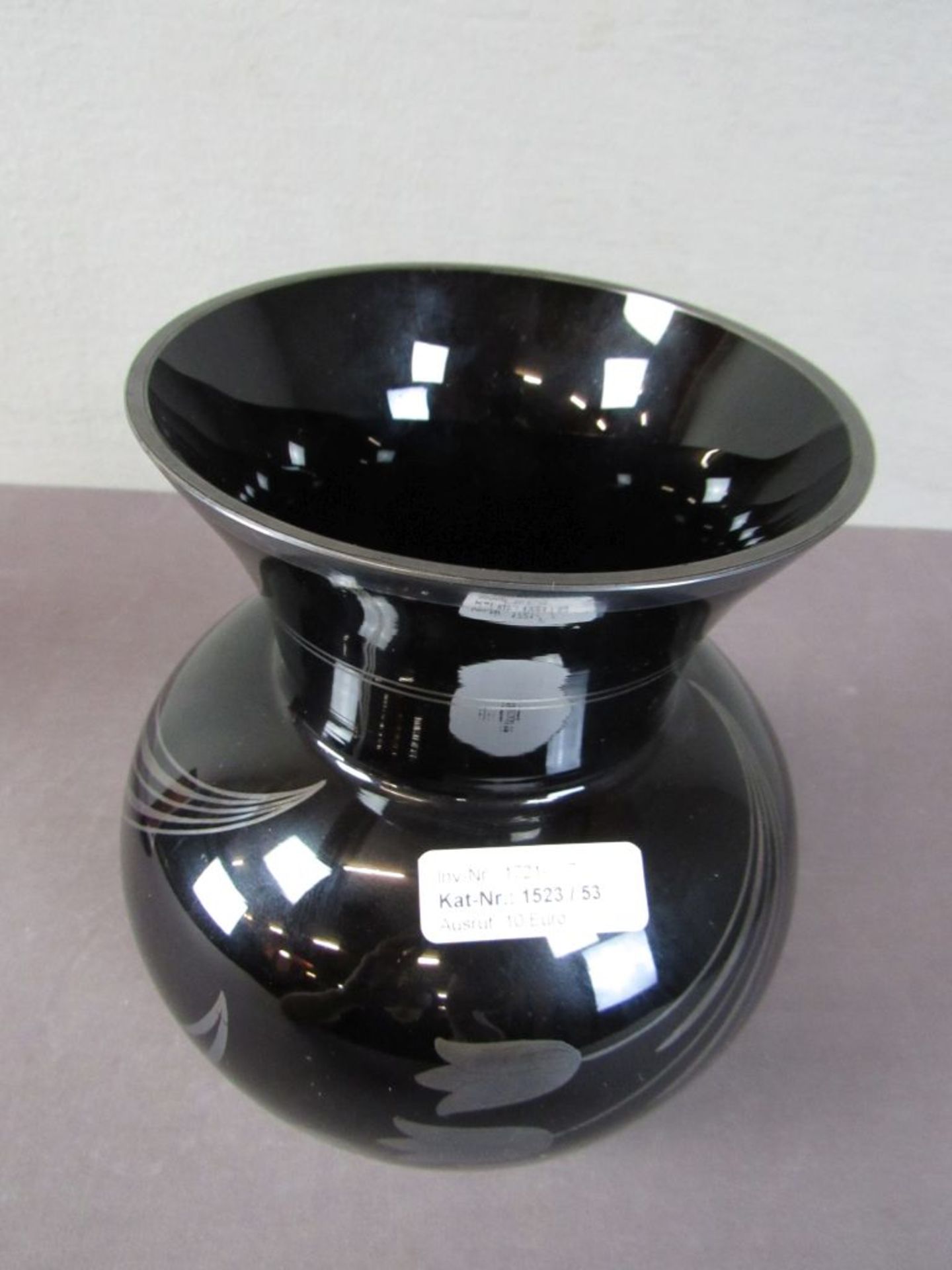 Schwarze Vase Glas Art Deco mit - Image 2 of 5