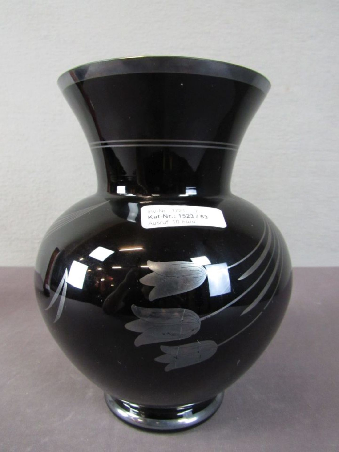 Schwarze Vase Glas Art Deco mit