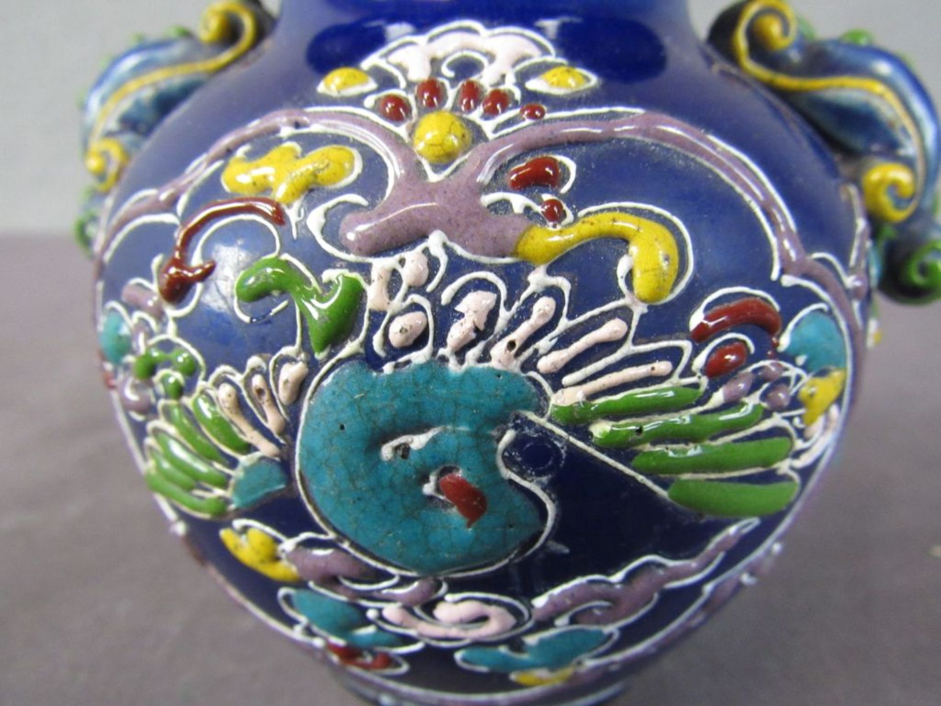 Asiatische Vase um 1900 farbig - Bild 3 aus 5
