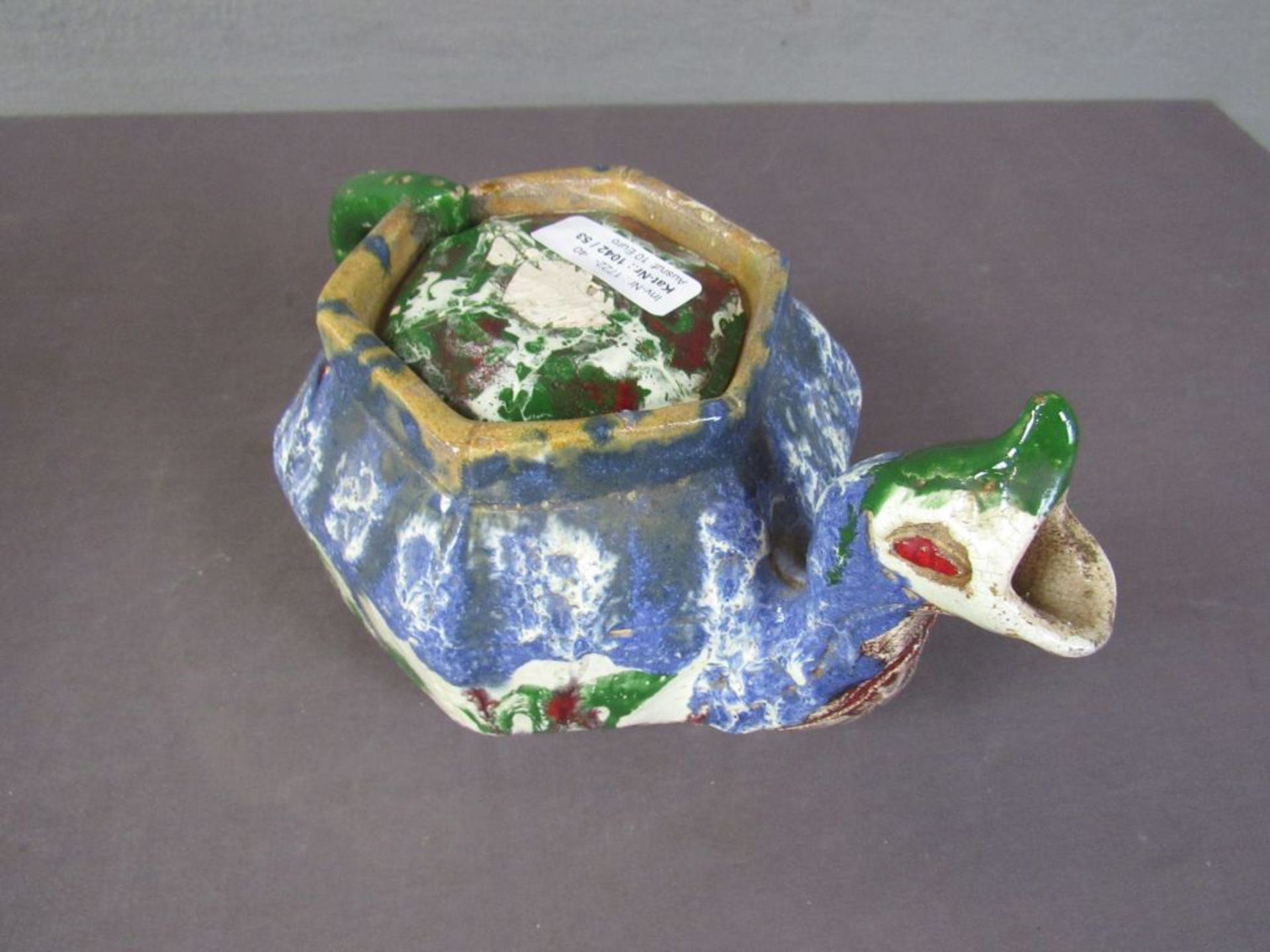 Keramikkanne farbig lasiert mit - Bild 2 aus 5