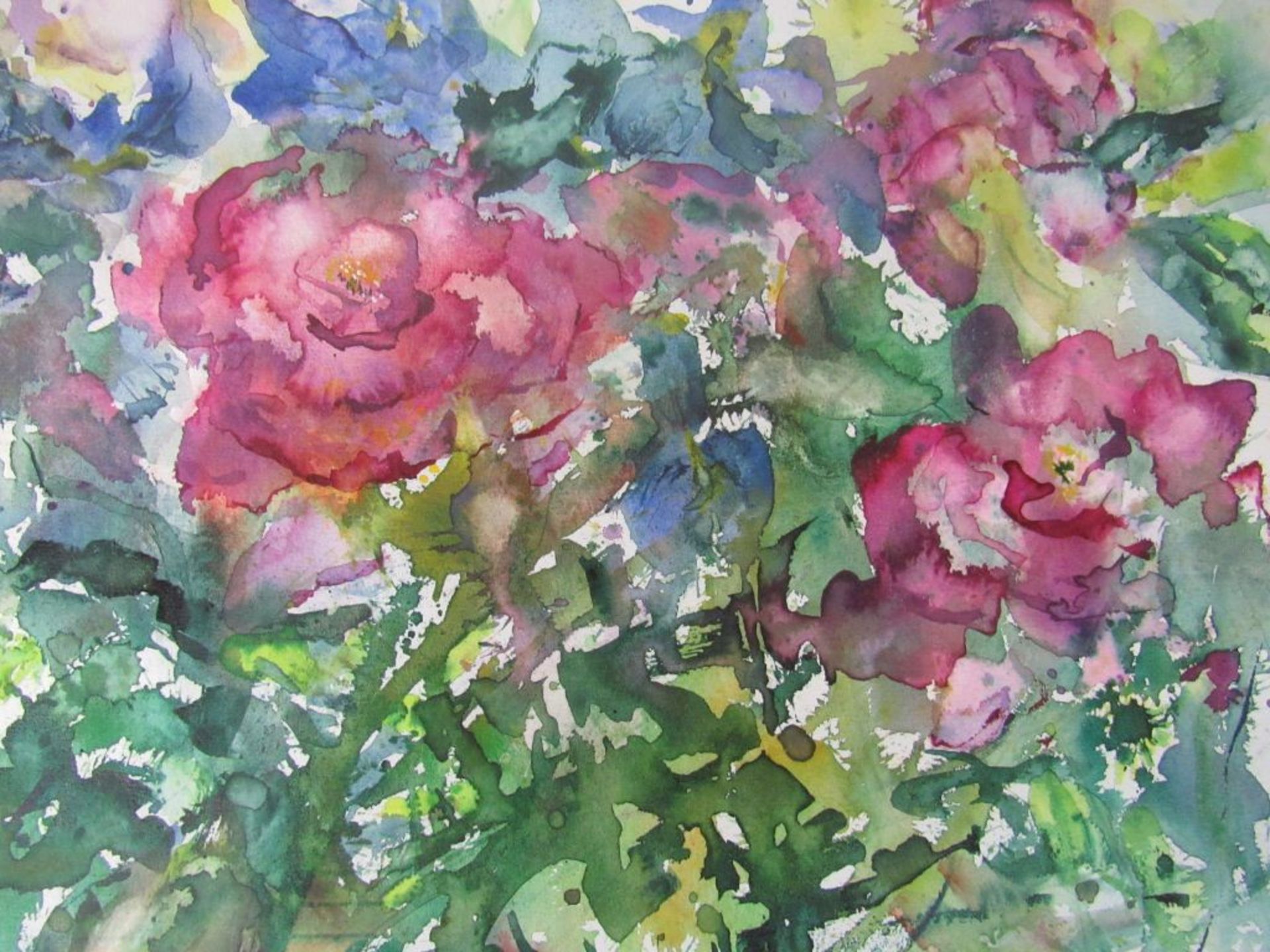 Aquarell Blumen monogrammiert J.S.