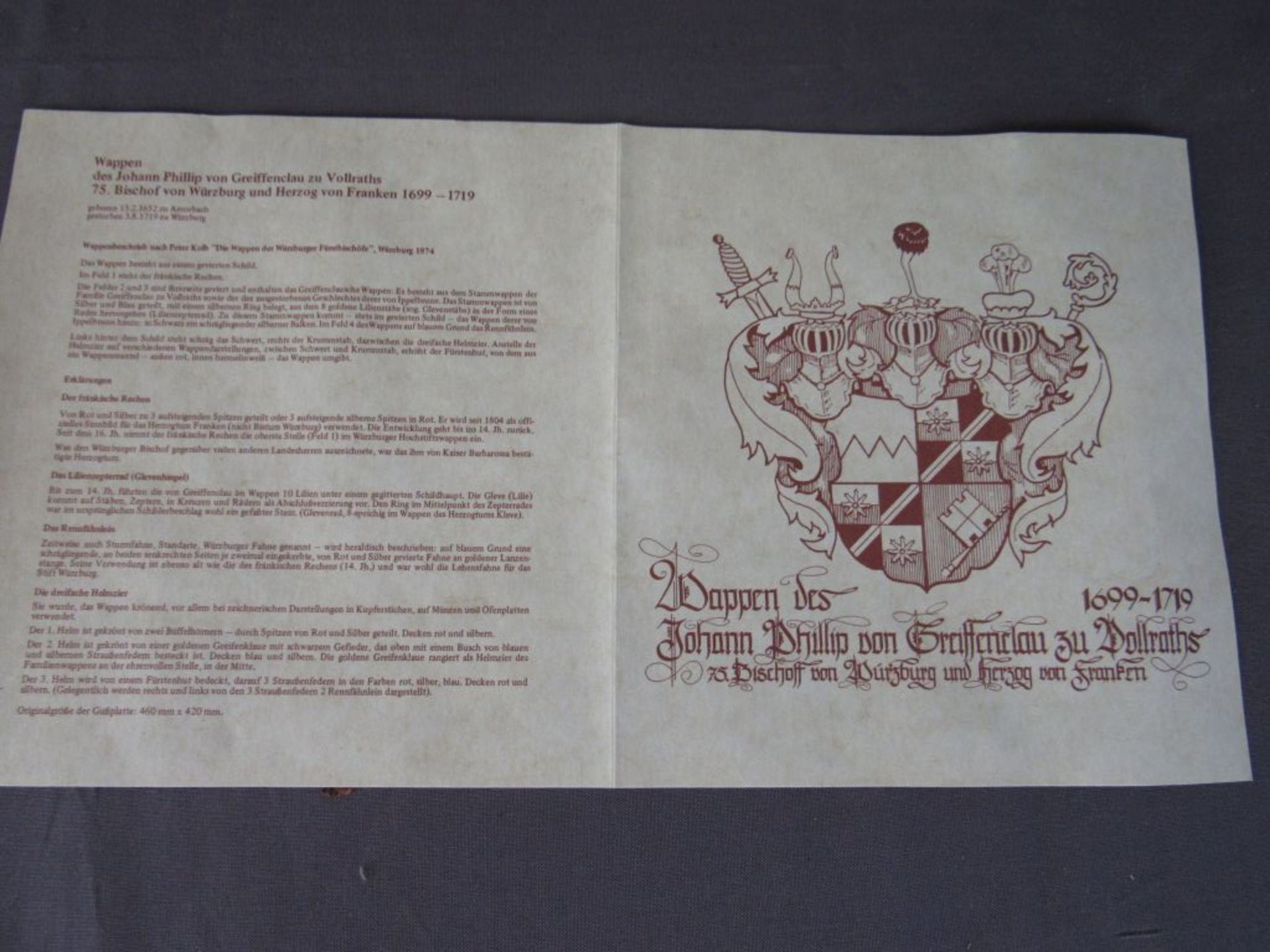 Gußeiserne Wappenplatte mit Zertifikat - Image 3 of 6