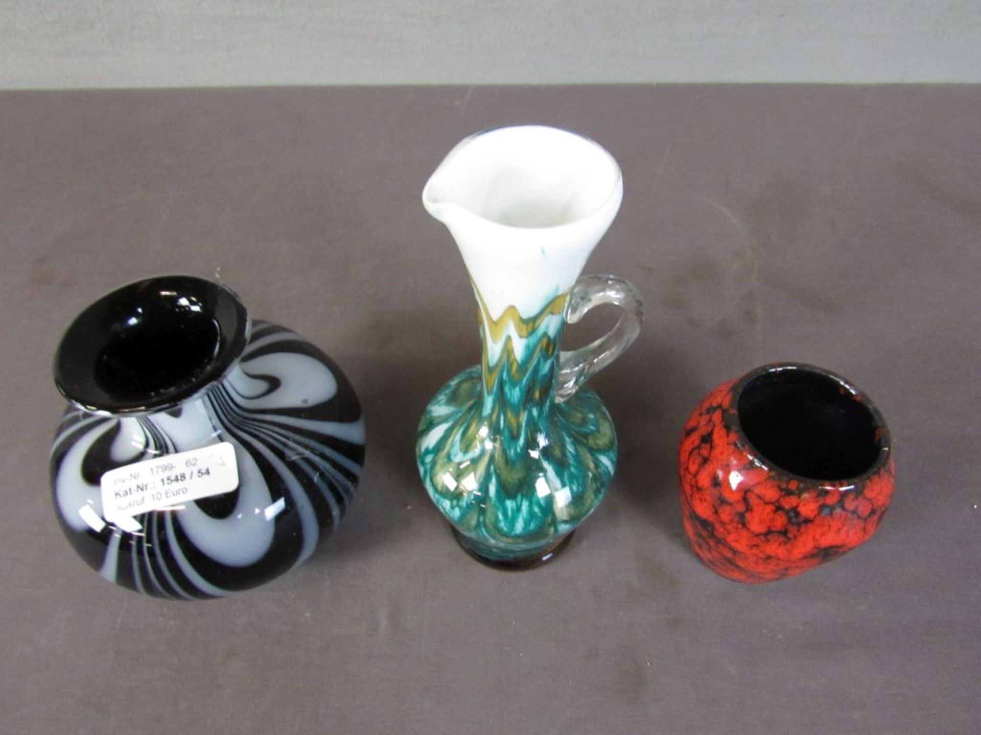 Konvolut drei Vasen Glas und Keramik - Image 2 of 6