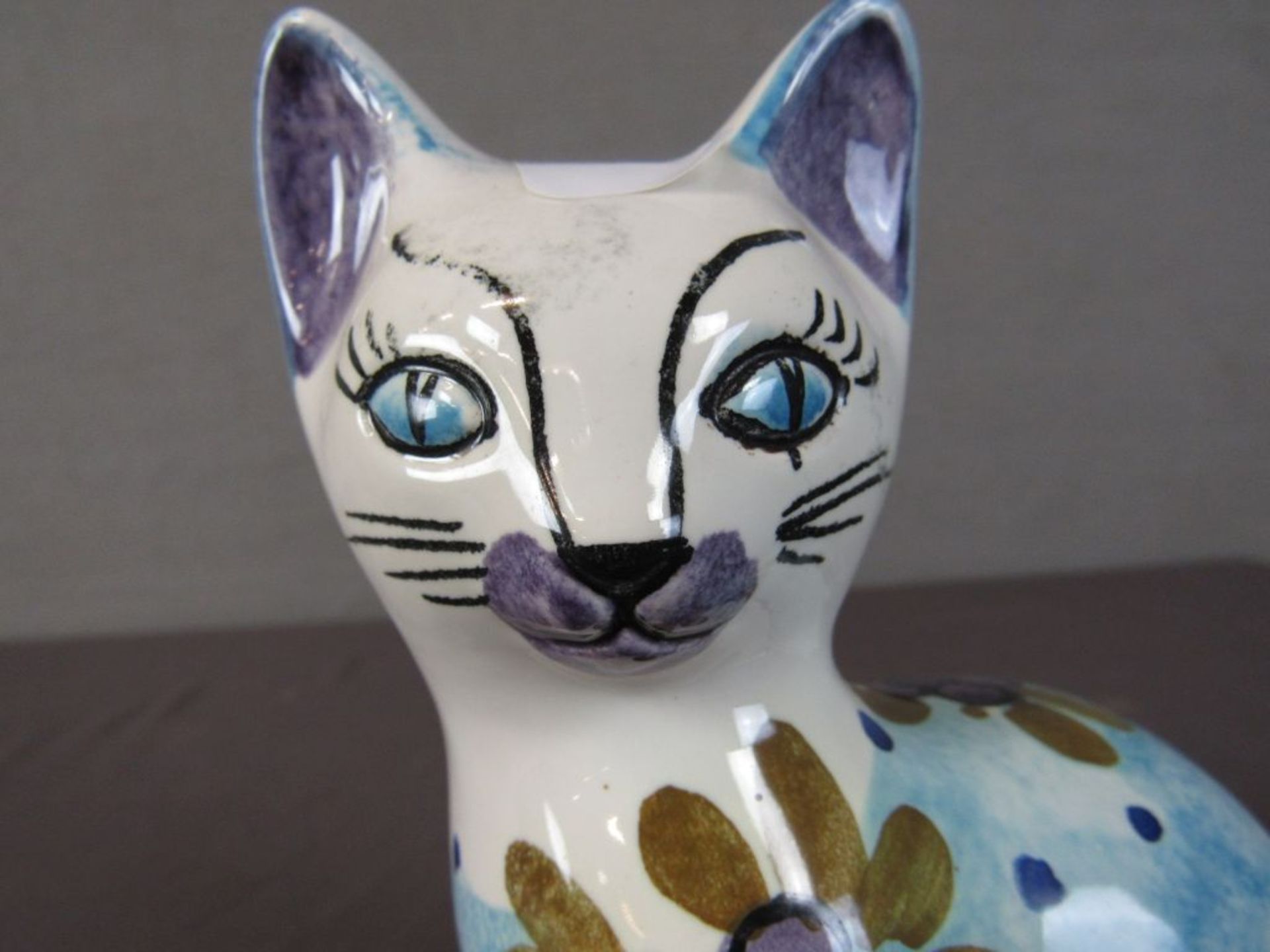 Keramikfigur sitzende Katze 21cm - Bild 4 aus 5