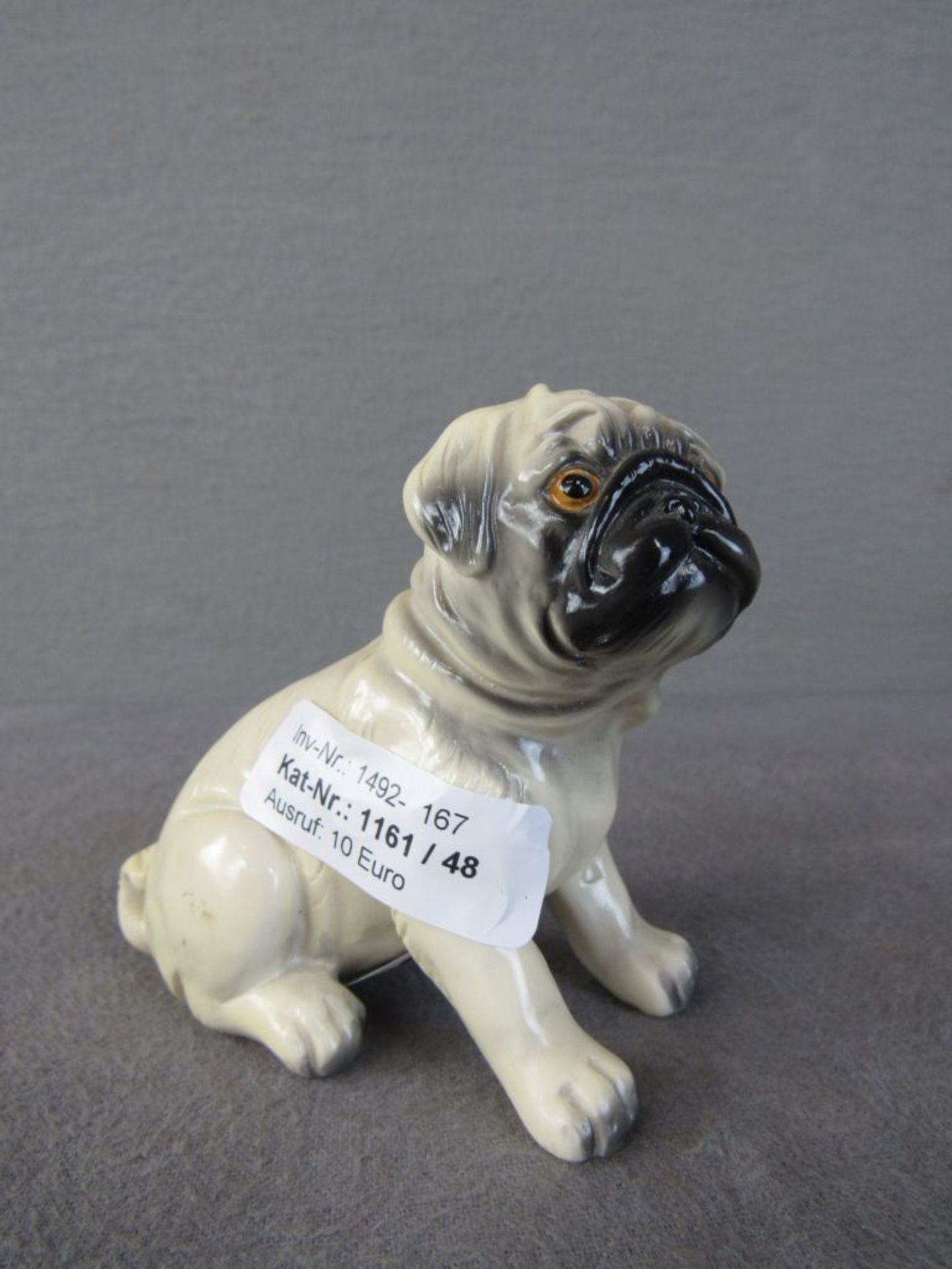 Porzellanfigur Bulldogge Mops 9,5cm