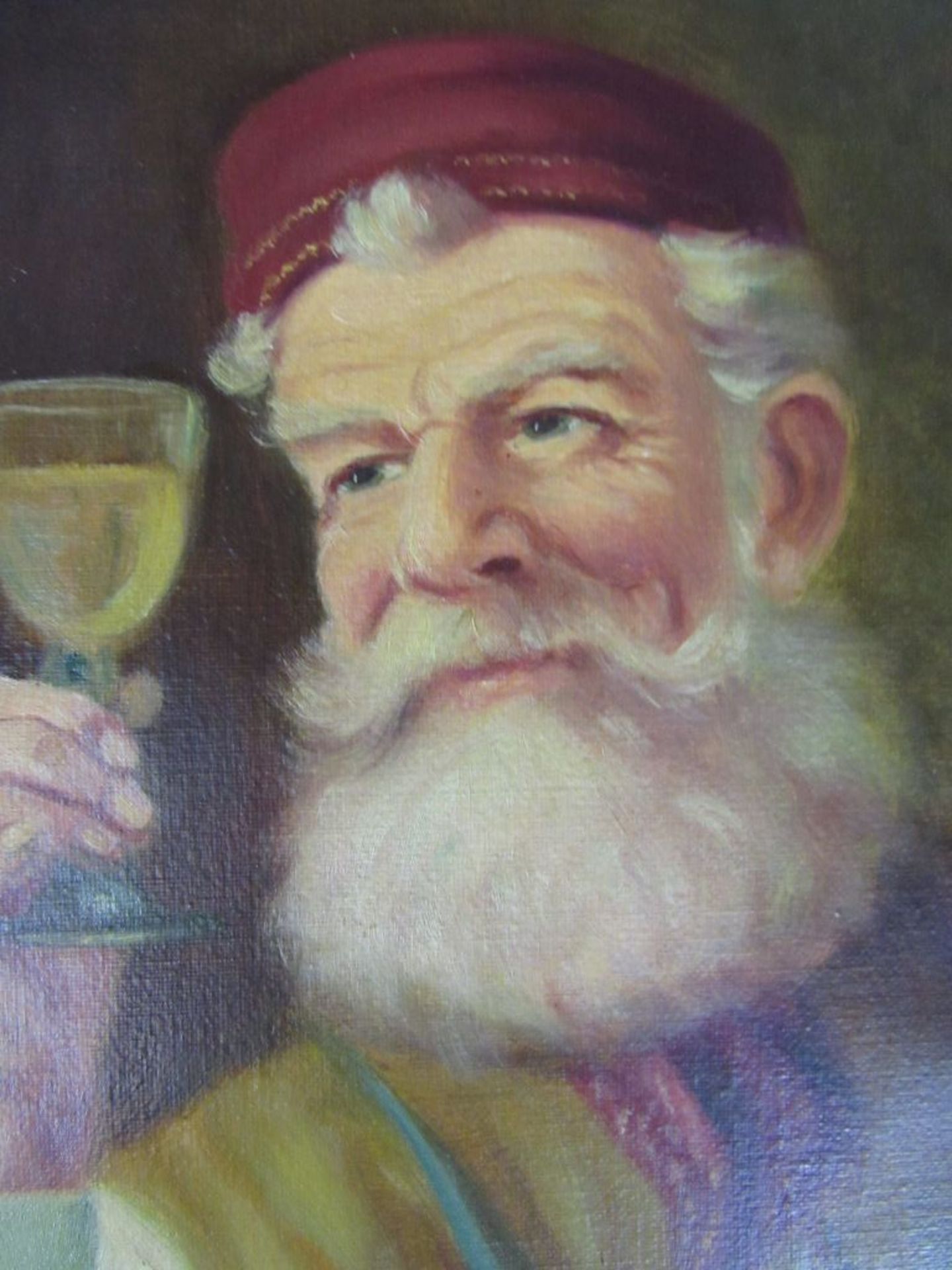 Öl Gemälde Mann bei Weinverkostung - Image 4 of 7