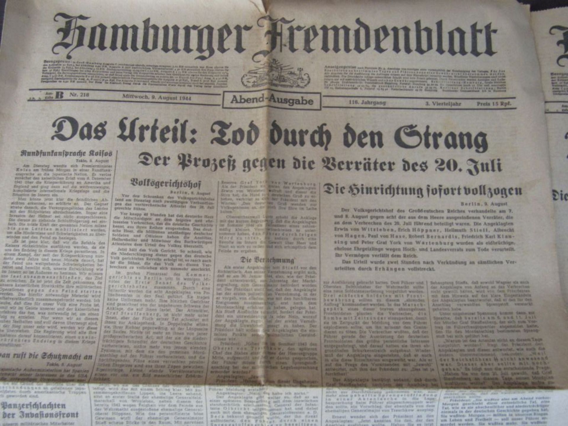 3.Reich Hamburger Fremdenblatt Zeitung - Image 2 of 12
