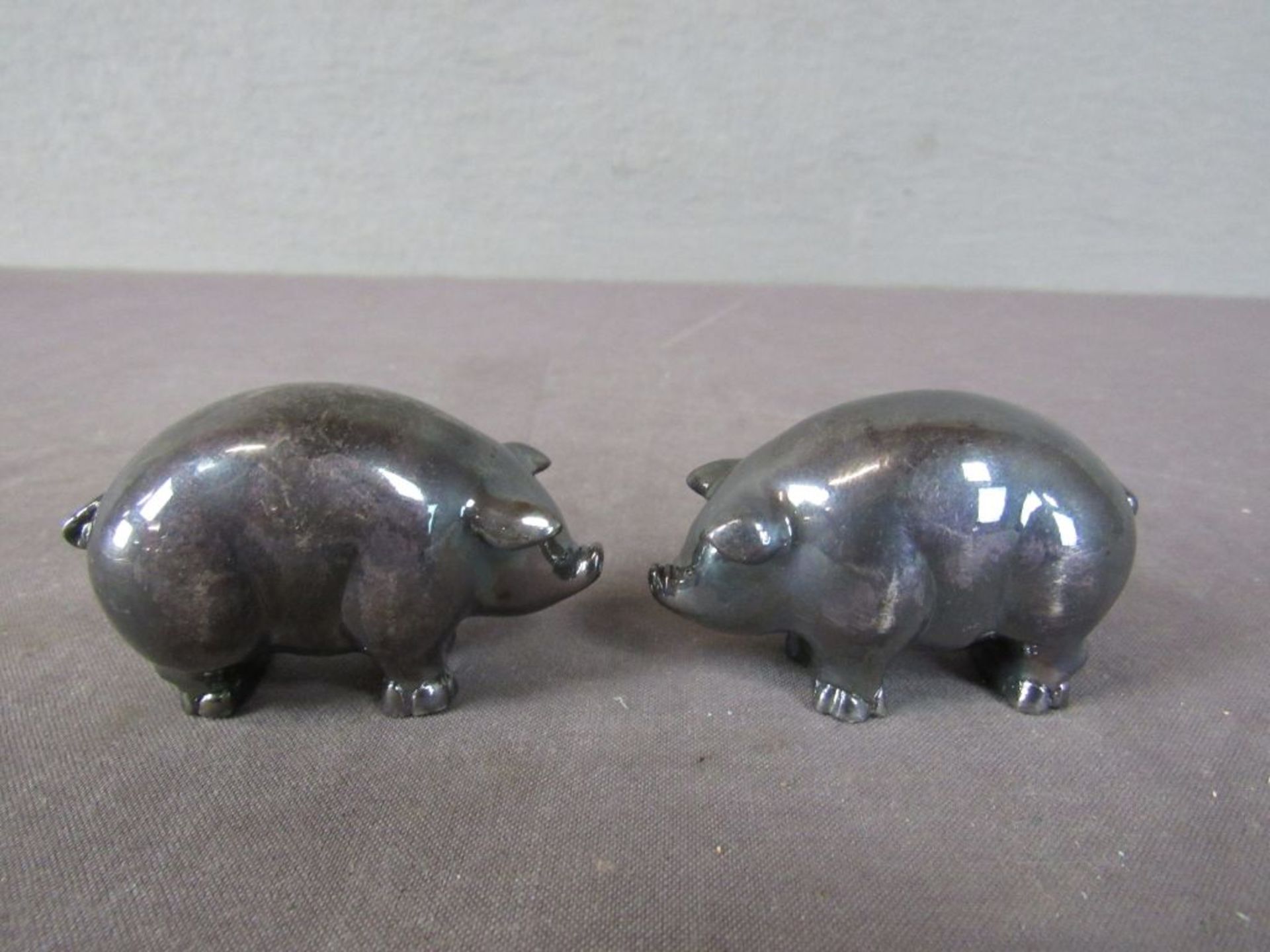 Zwei silberne Skulpturen Schweine - Image 4 of 7