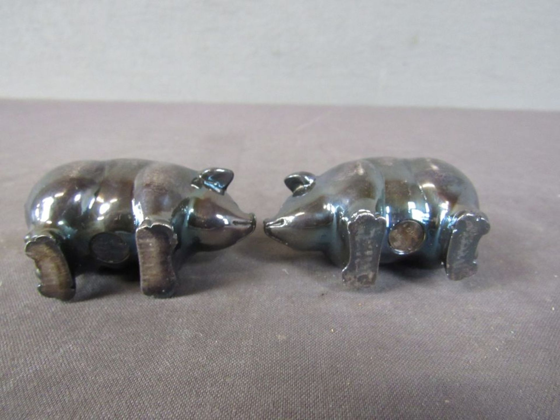 Zwei silberne Skulpturen Schweine - Image 5 of 7