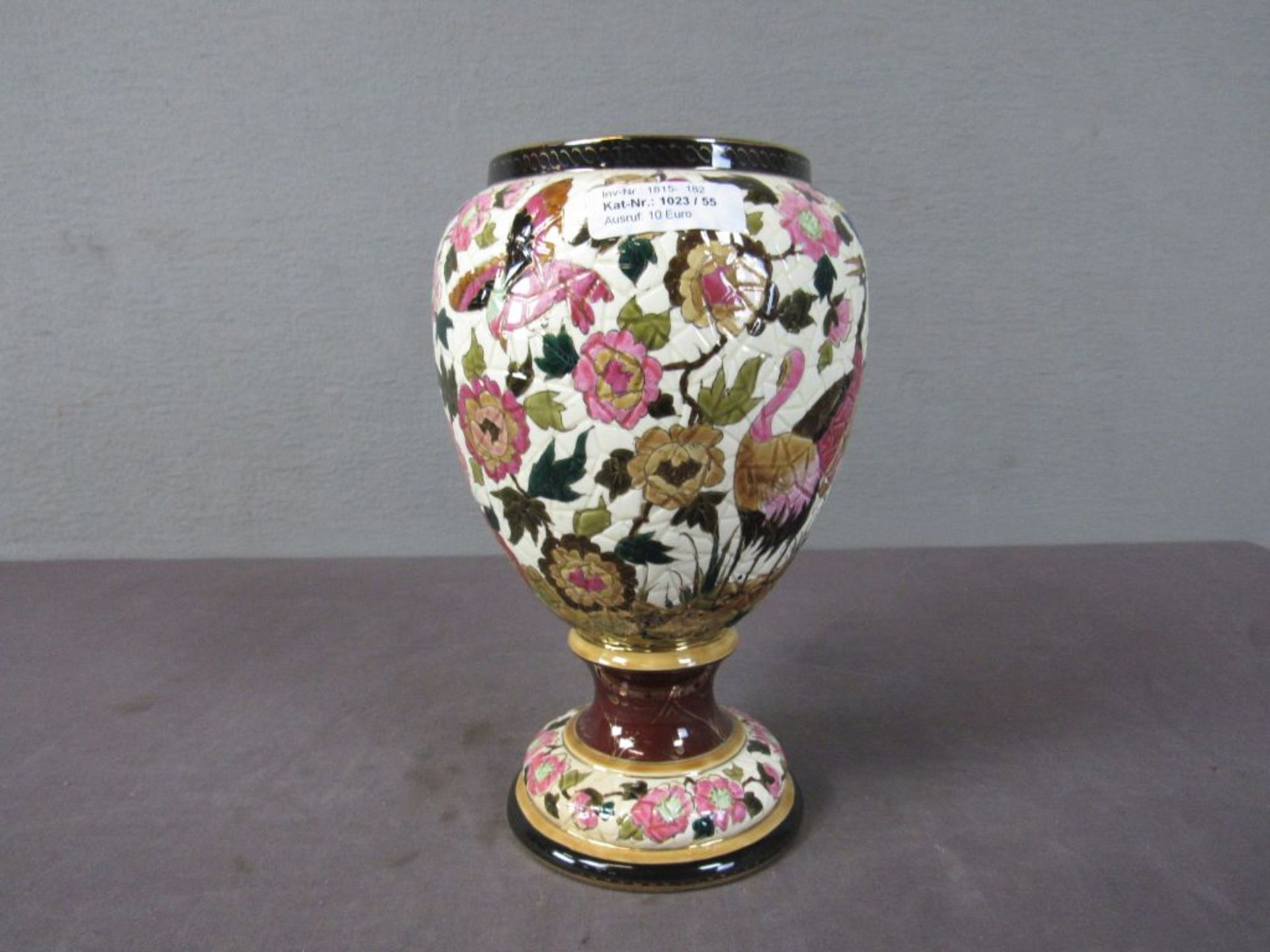 Vase Majolika farbenfroh um 1910 28cm