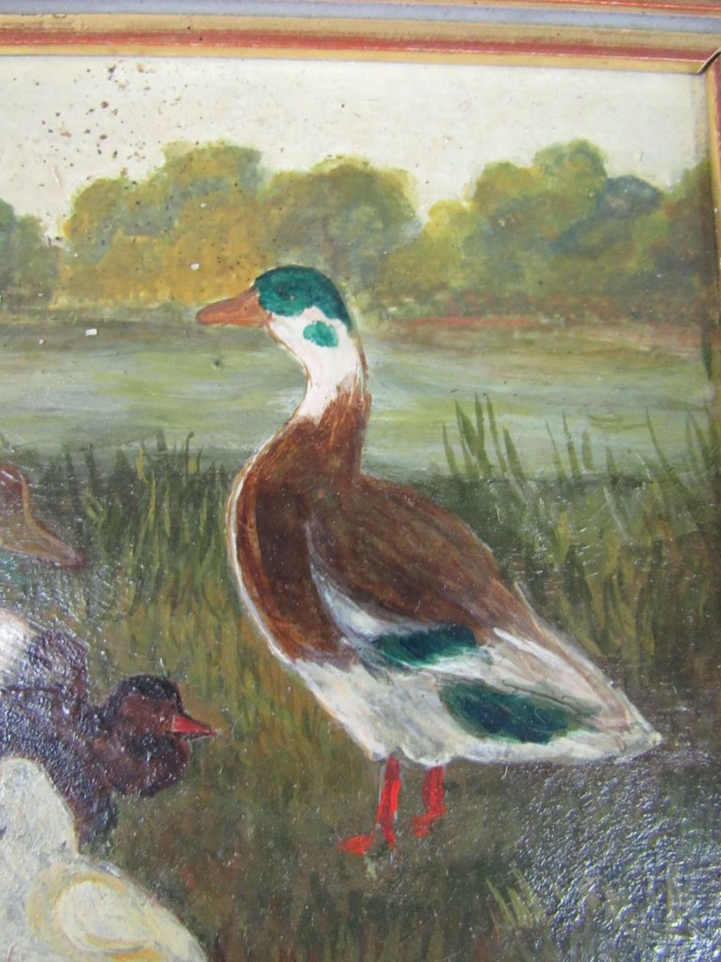 Ölgemälde Öl auf Pappe Entenfamilie - Image 4 of 7