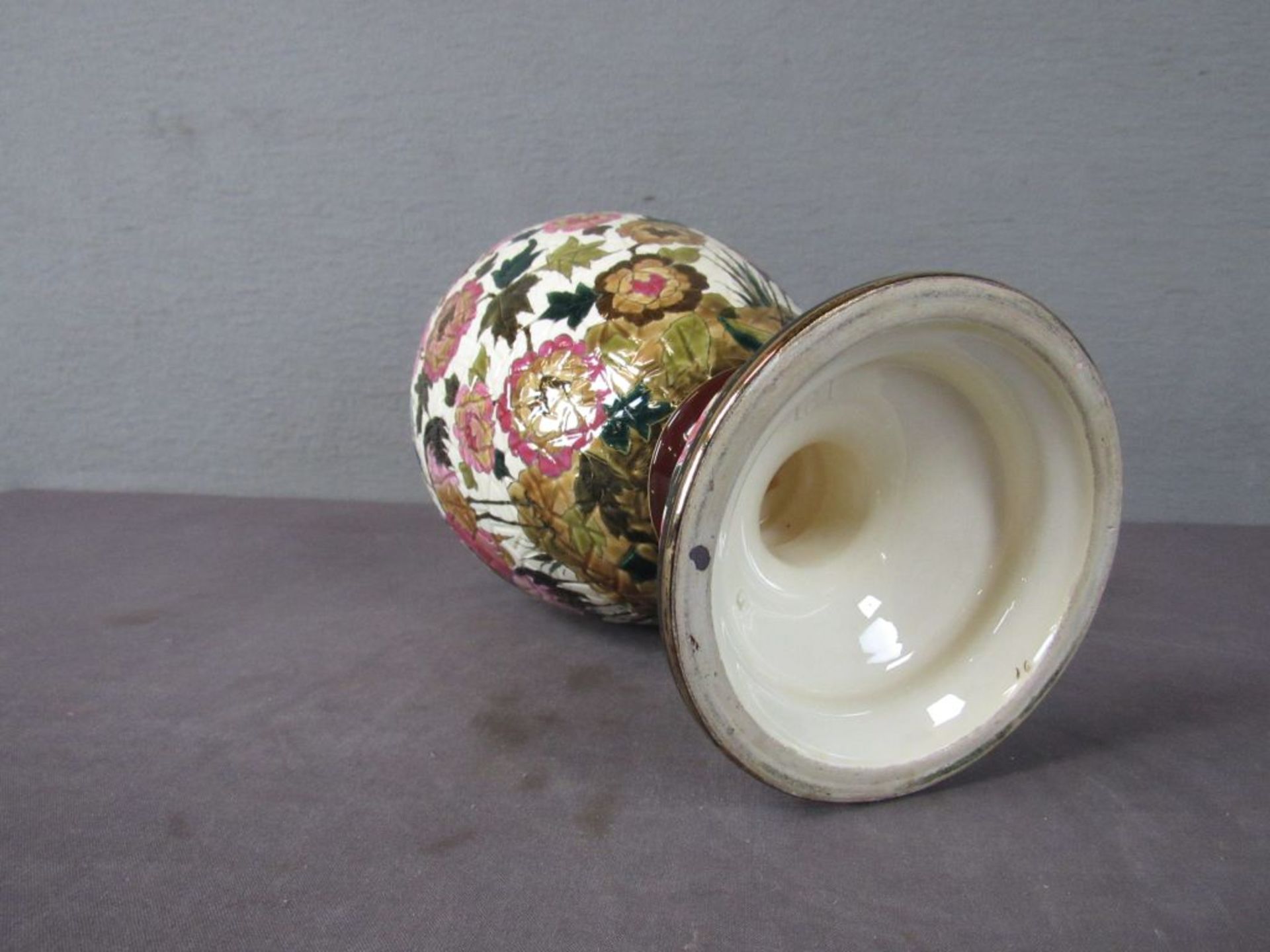 Vase Majolika farbenfroh um 1910 28cm - Image 7 of 7