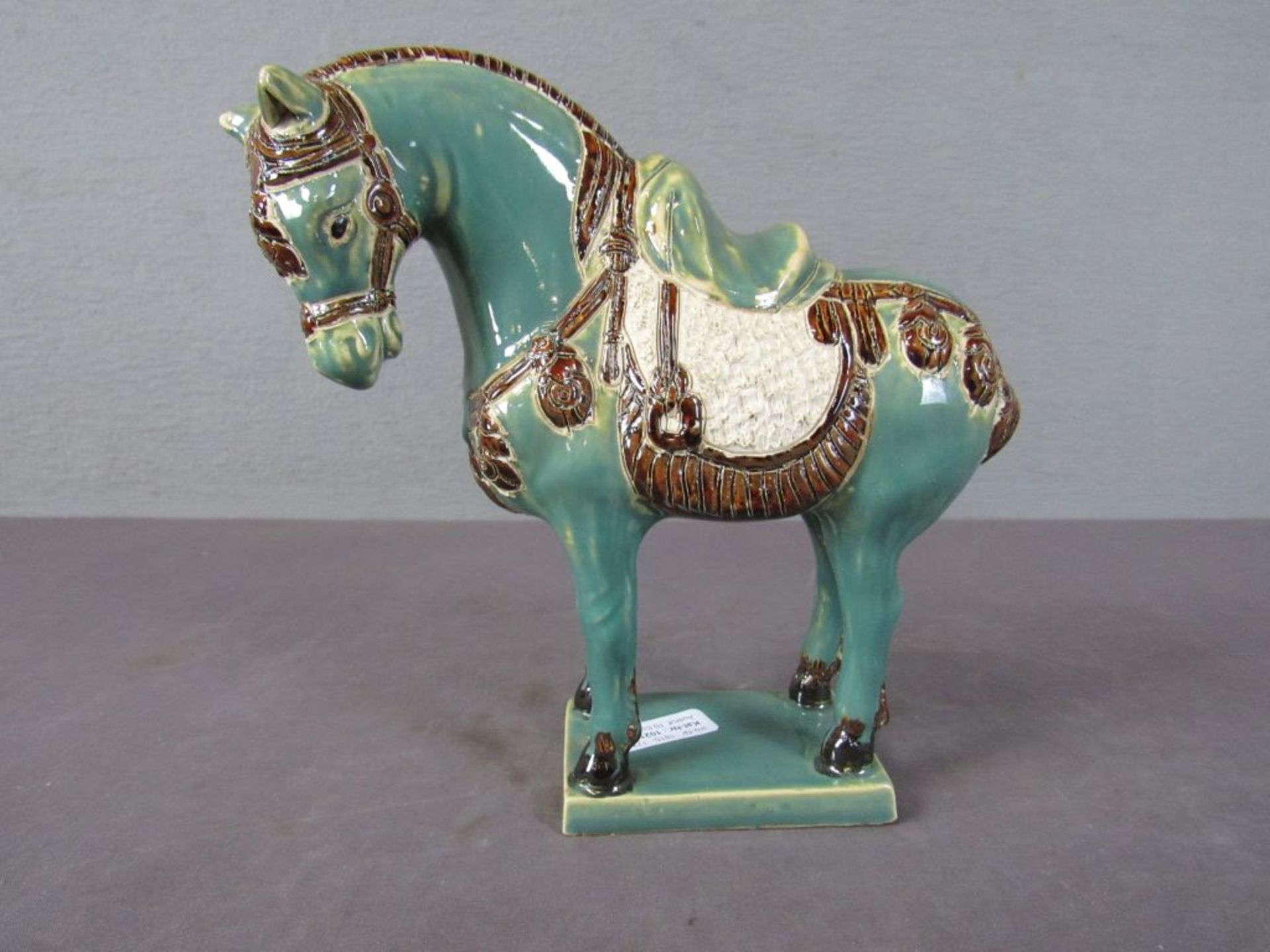 Skulptur Pferd lasierte Keramik 27cm